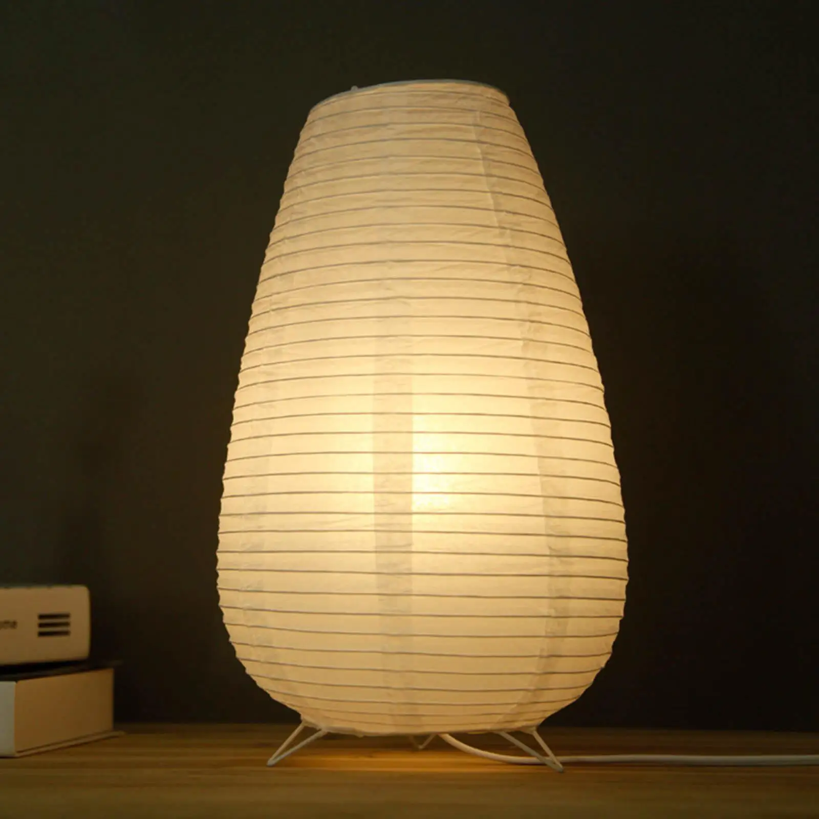 NightStand Table Lamp Paper Shade for Bedroom Dresser Partiesr Handmade