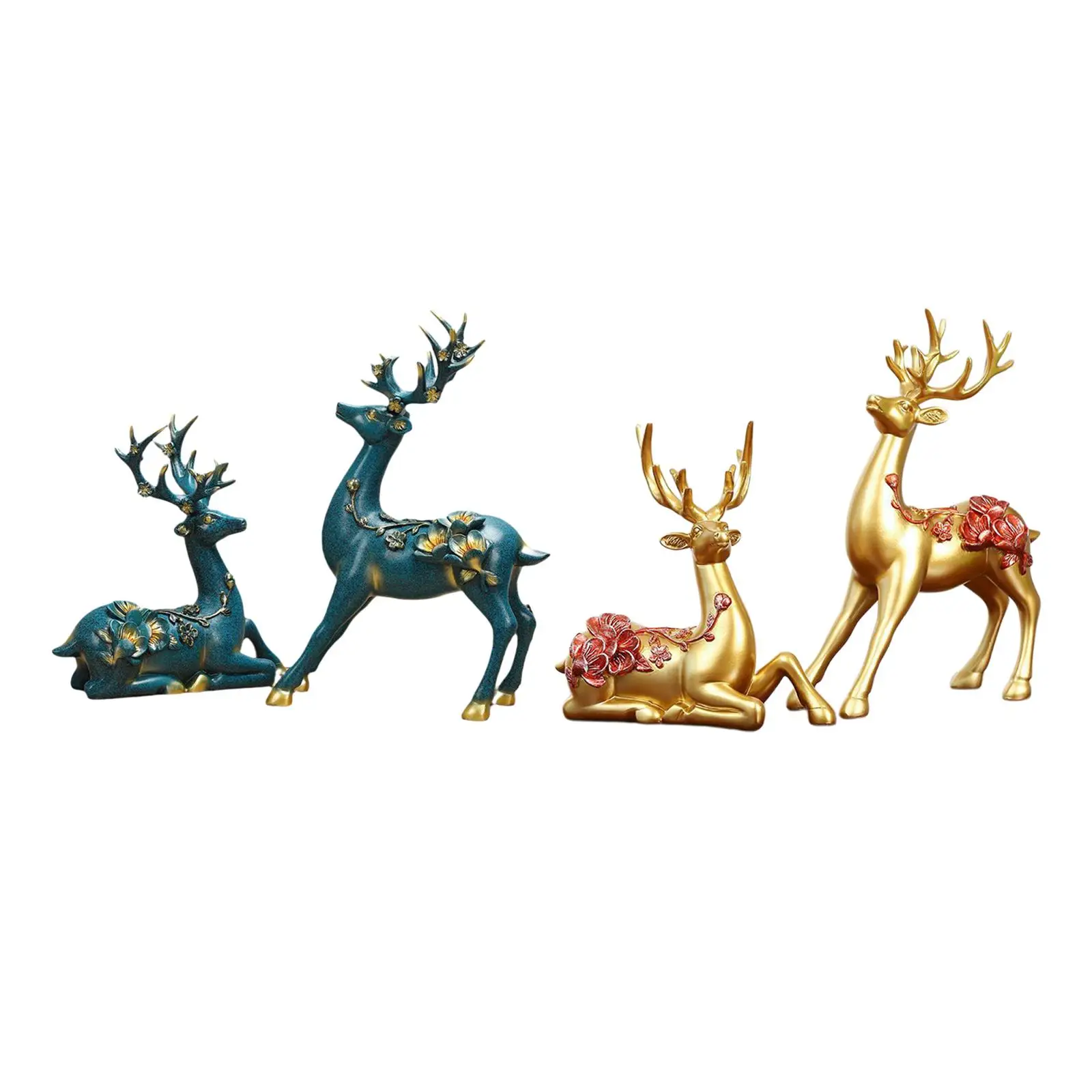 2x Reindeer Figurines Housewarming Office Furnishing Bedroom Elk Deer Statue