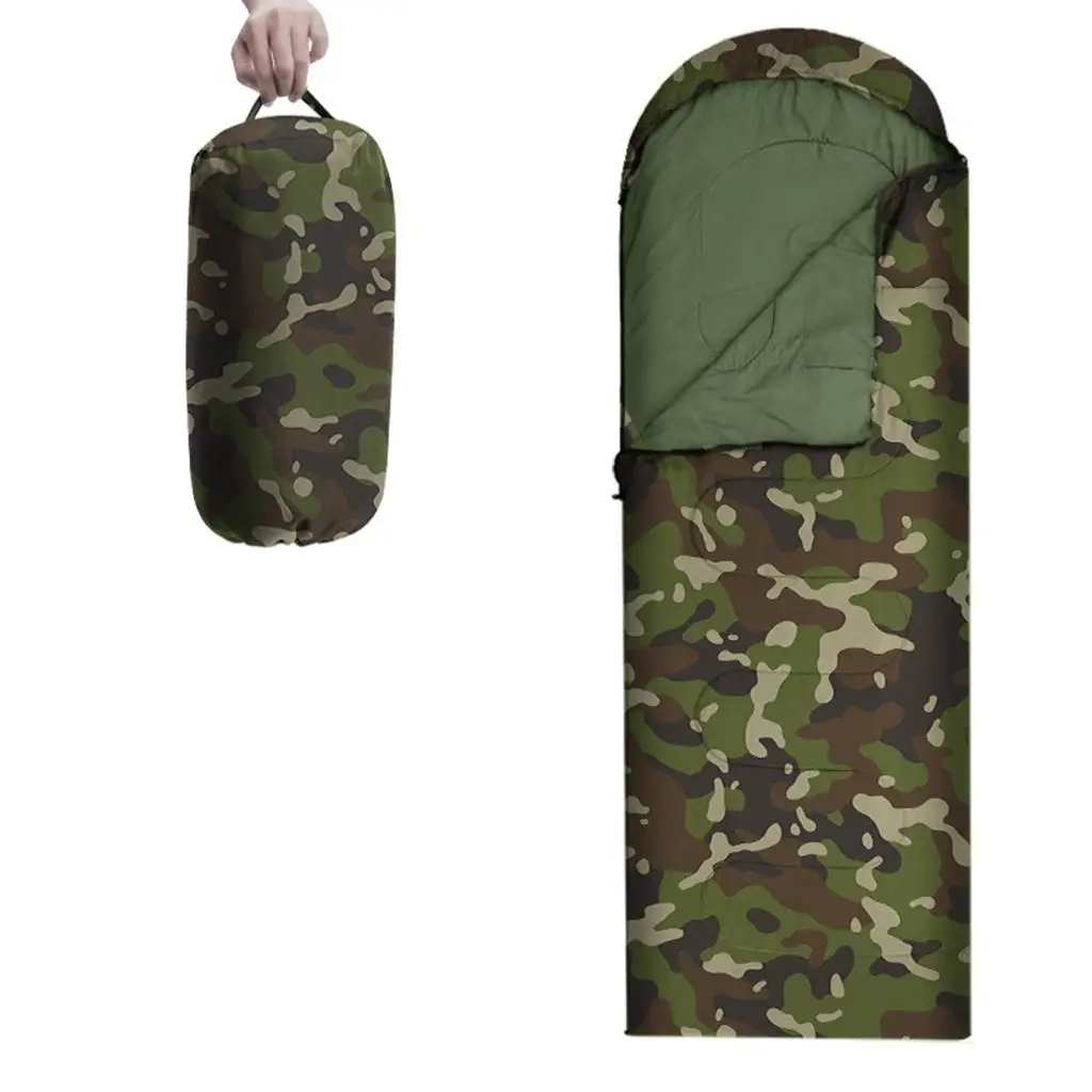 Portable Single Sleeping Bag Comfortable  Waterproof Compact Padded Bag Green for  Hiking Adult Travel Cool Weather
