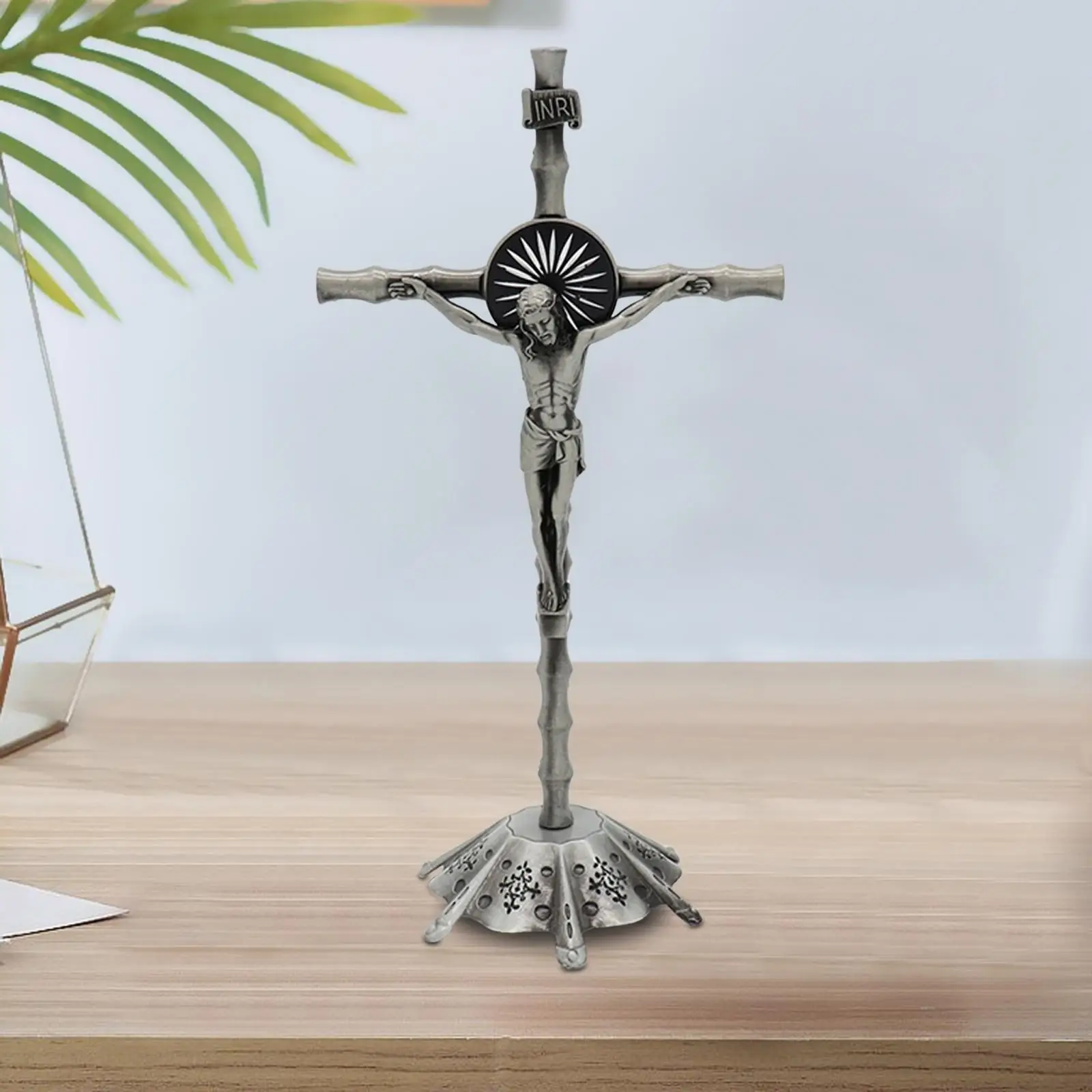 Standing Crucifix with Base Sculpture Prayer for Home Thanksgiving Christmas