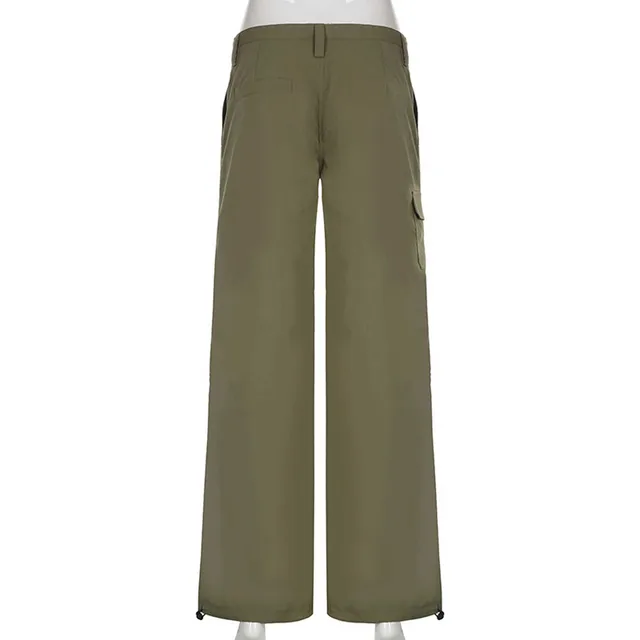 Vintage streetwear army green multi-pocket cargo pants women