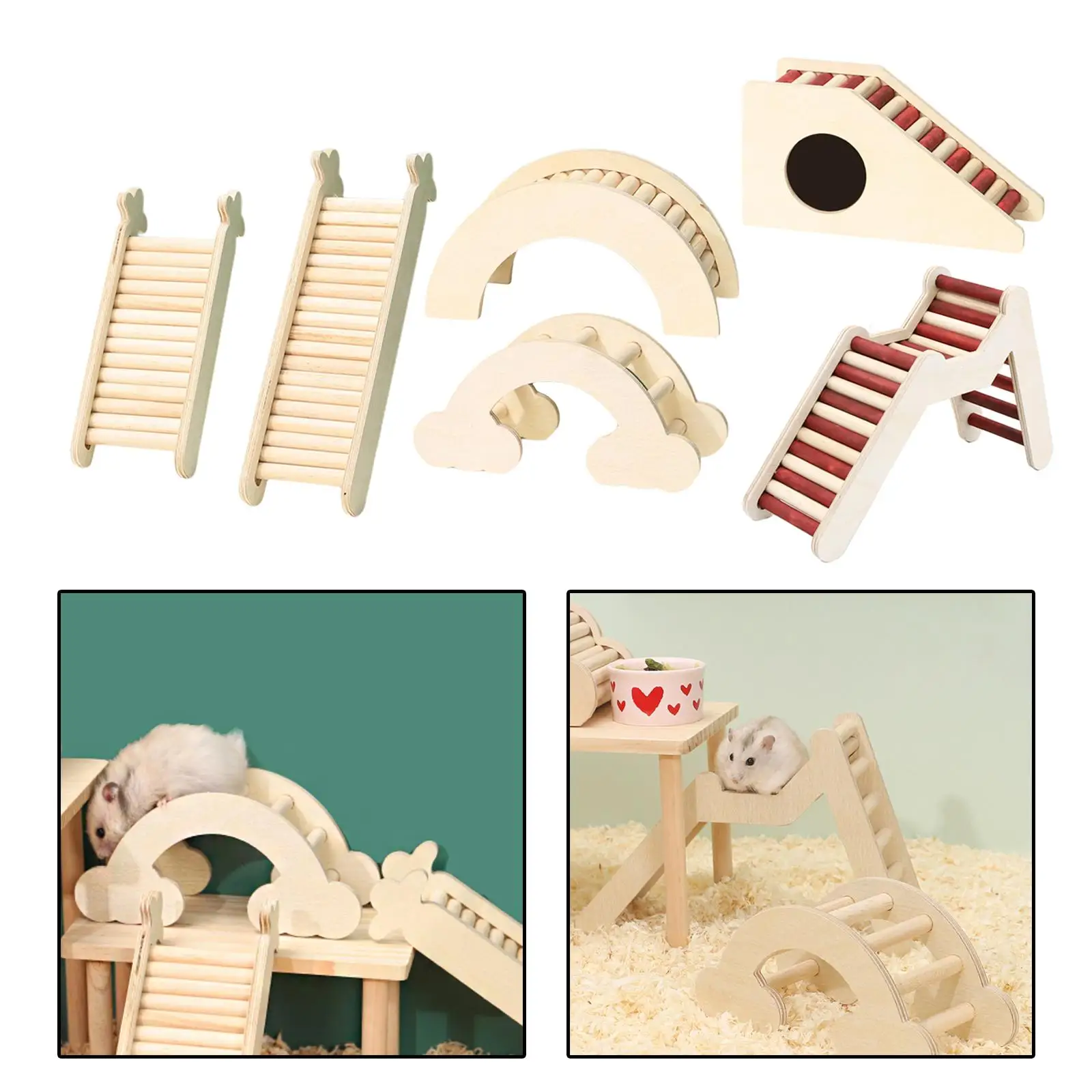 Hamster Climbing Toy Wooden Bridge Ladder for Hamsters Gerbils Mice and Small Animals
