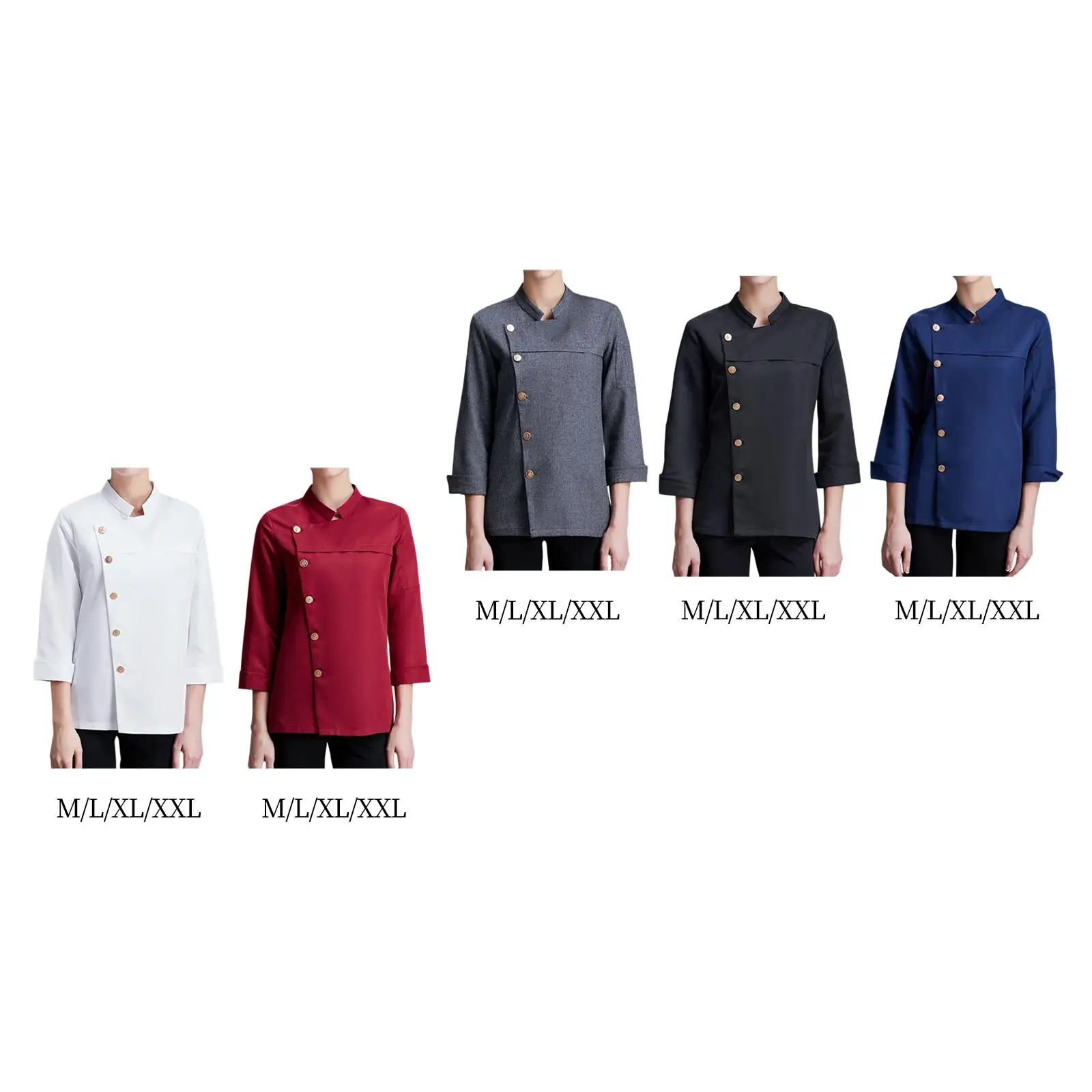 Unisex Chef Coat Jacket Uniform Cooker Waiter Waitress Apparel Long Sleeve Workwear for Cafe Restaurant Pizza Food Industry Pub