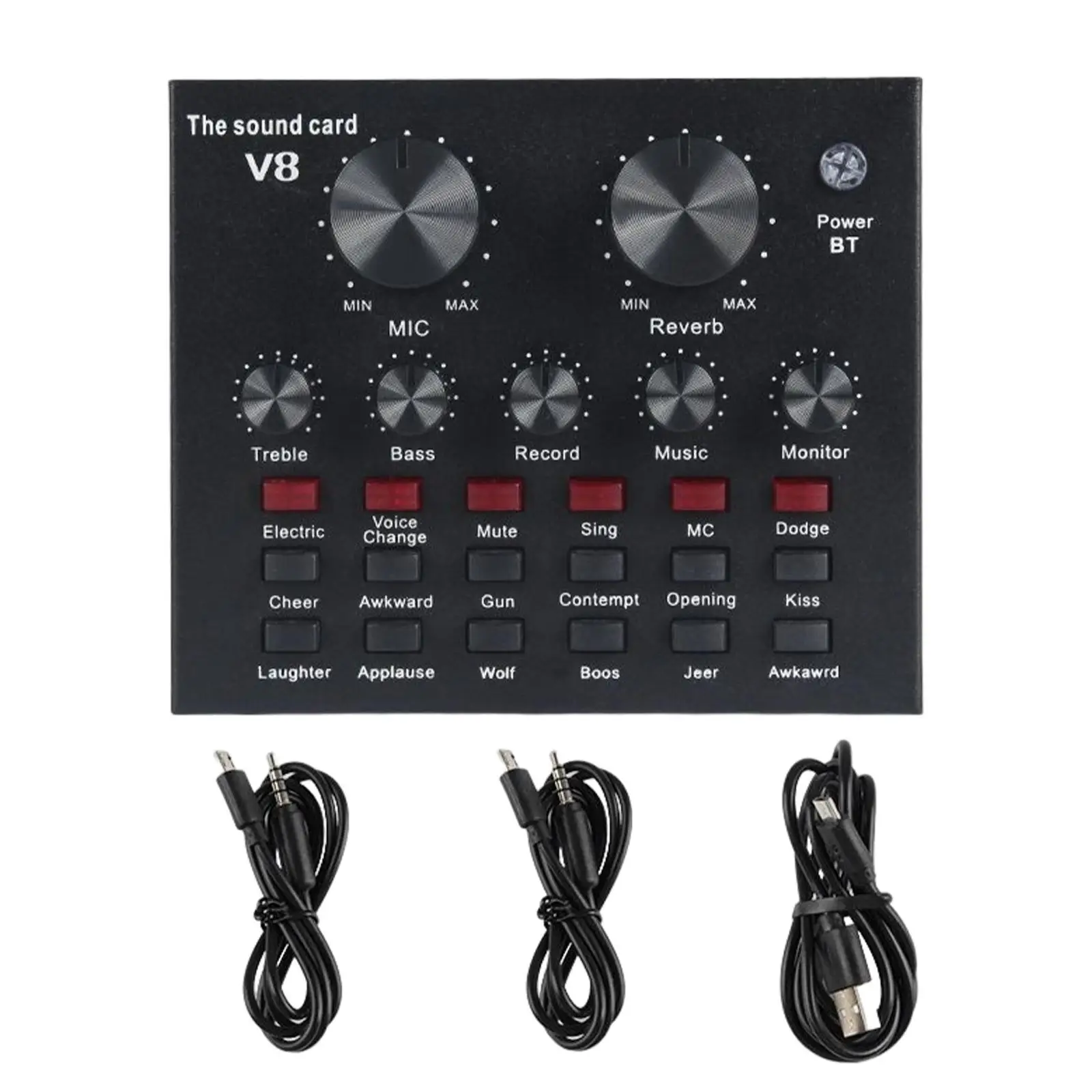 Professional V8 Sound Card Audio Interface Mixer for Laptop Computer