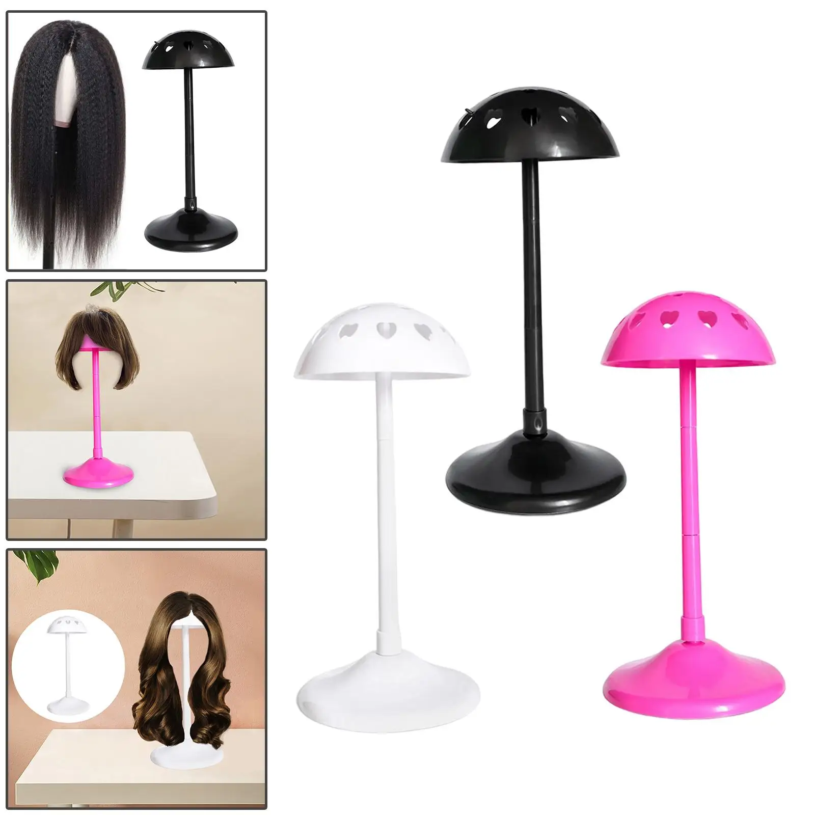 Wig Head Stand Holder Adjustable Rod for Multiple Wig Drying Styling Stylish Appearance