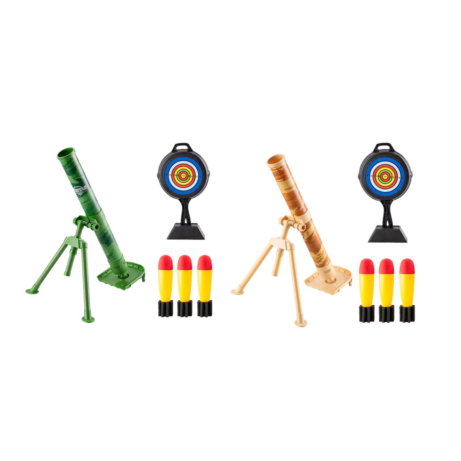 Mortar Launcher Toy Set Interactive Games with 3 Safety Foam Shells Play Game Kits Launch Set Chase Rocket Birthday Present