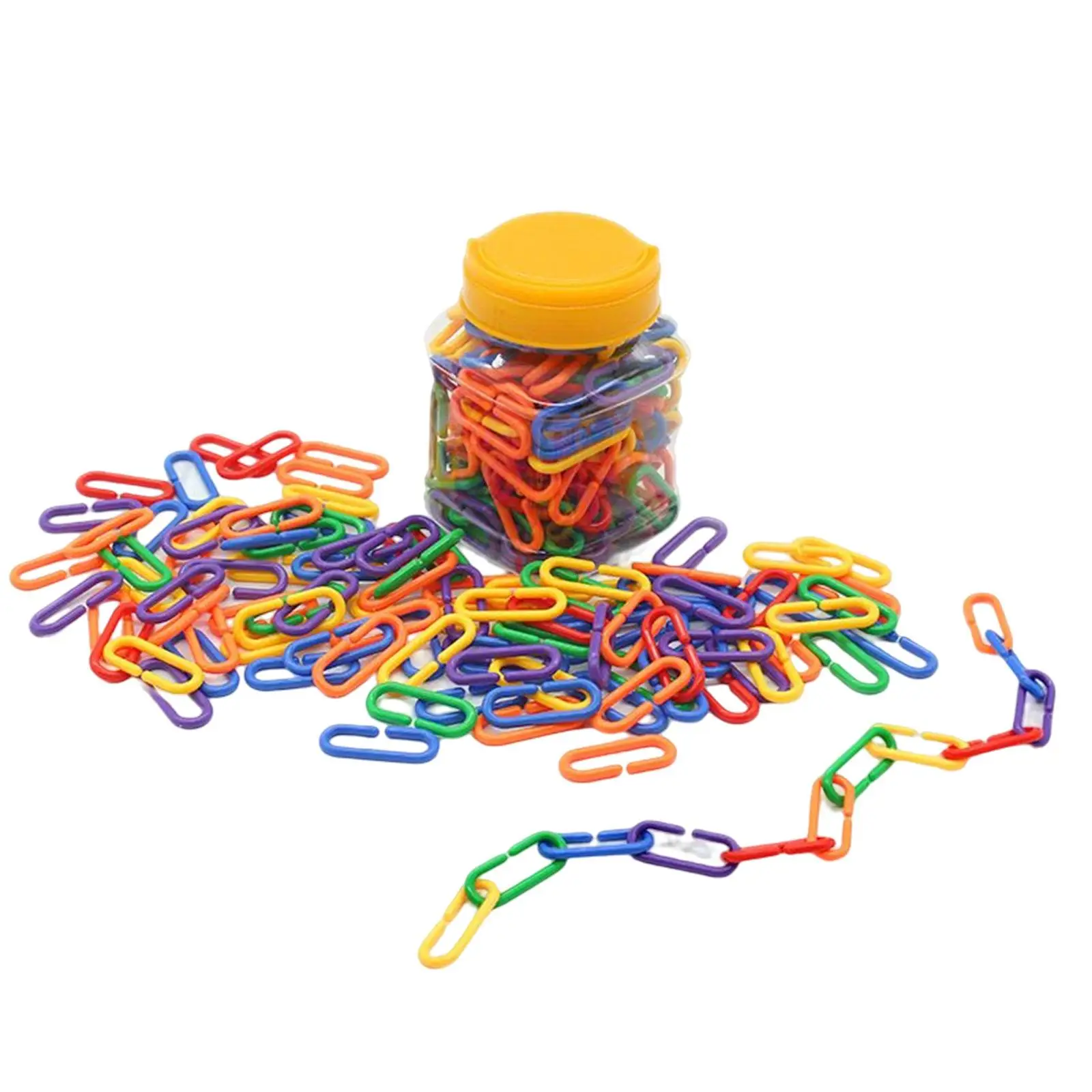 360 Pieces Colorful Hooks Chain Links Math Counting Sorting Toy Bird Cage Chain Toy