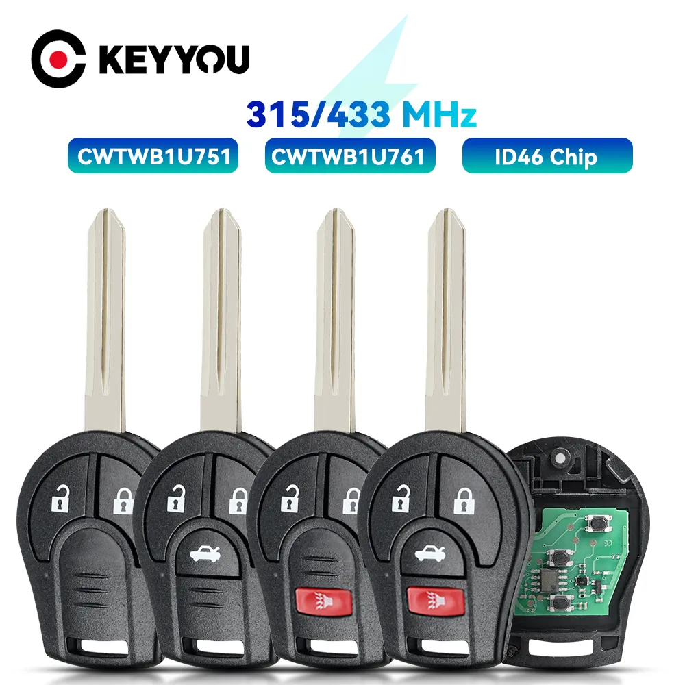 Keyyou 315mhz/433mhz fern gesteuerter autos chl üssel für nissan sylphy juke rogue micra qashqai altima maxima sentra versa 46 chip cwtwb1u751 – Detail 3