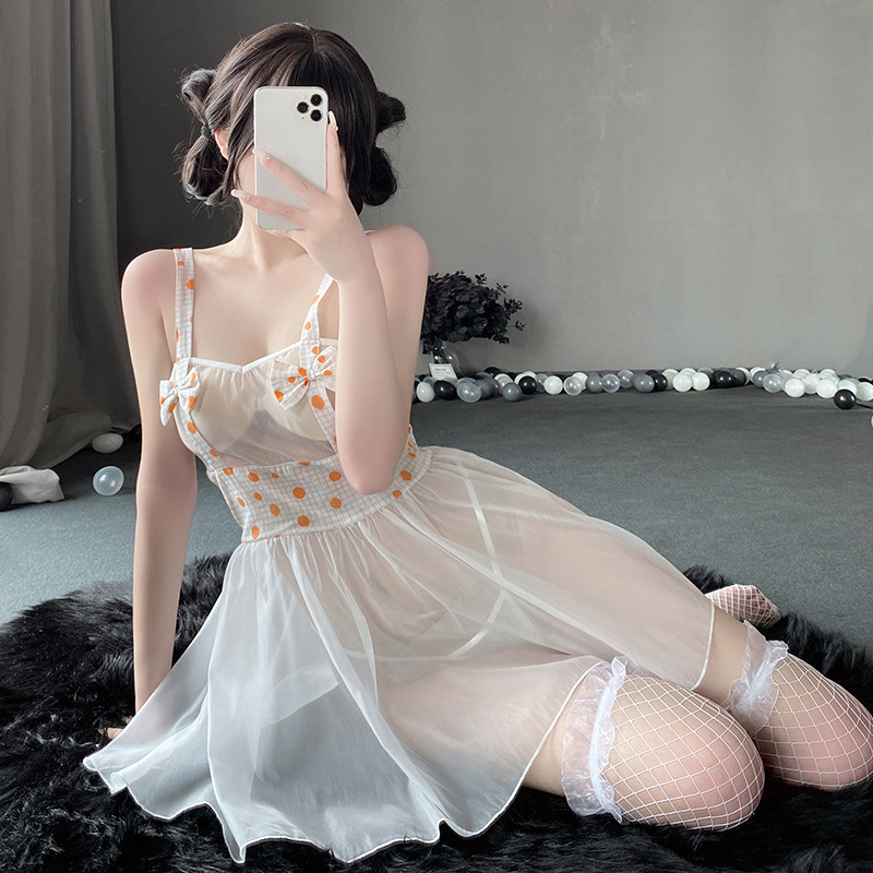 See Through Nightwear Ladies Costume backless Dress with Panty Sexy Mesh Nightdress School Girl Kawaii Bowknot Lingerie 4 S8a6a4c98c584495b815366db2b41a63eR