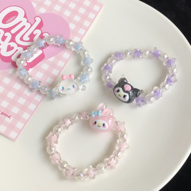 Kawaii Sanrio Anime My Melody Kuromi Crystal Bracelet Cinnamoroll Cute  Cartoon Accessory Sweet and Fresh Gift for Girls - AliExpress