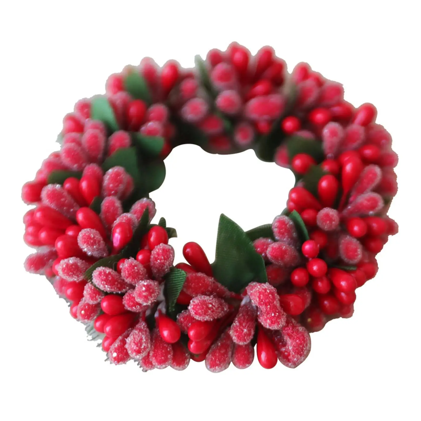 6Pcs Red Berries Candle Ring Wreath Small Boho Wreath for Table Home Dinner