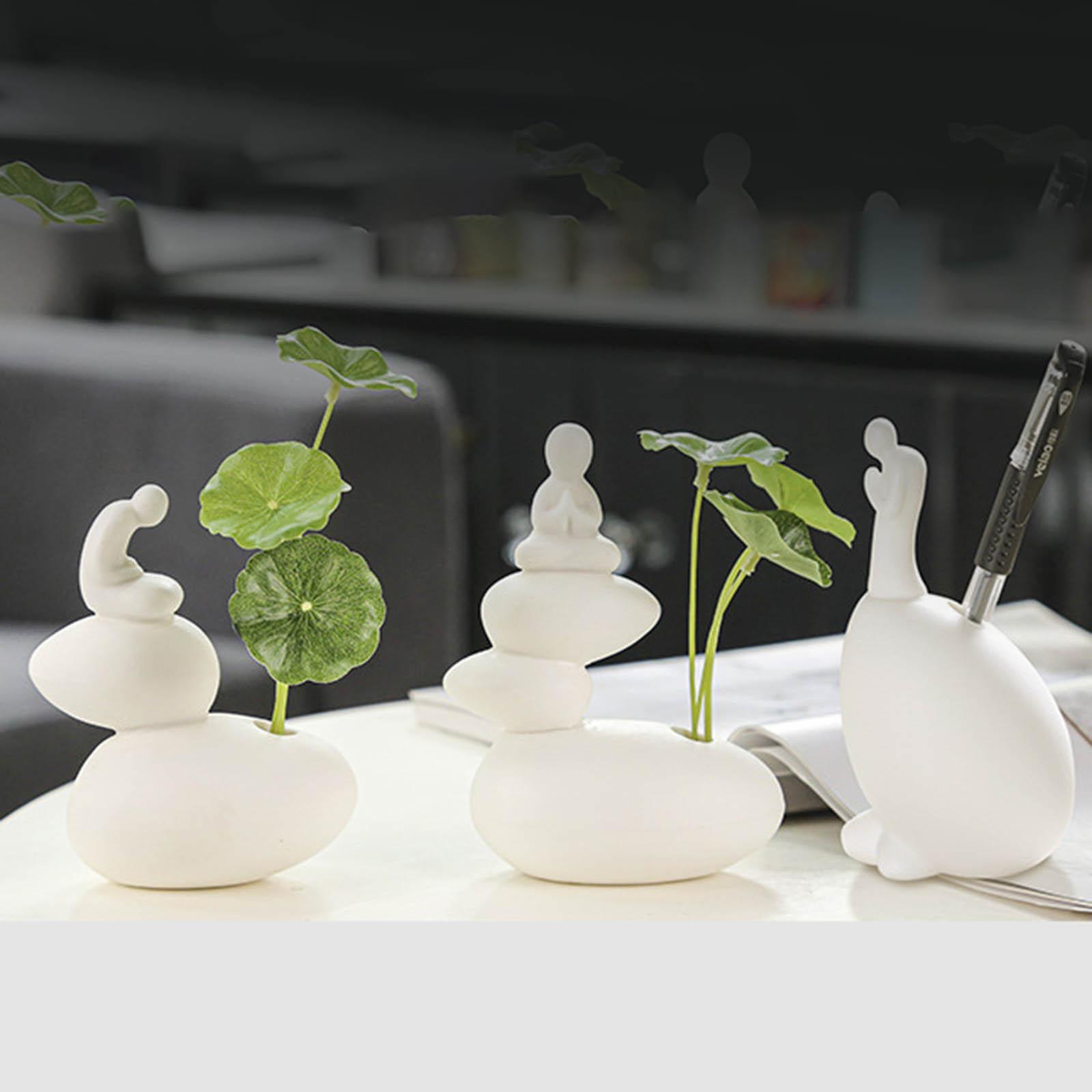 Ceramic Buddha Statue Hydroponic Desktop Flower Arrangement 