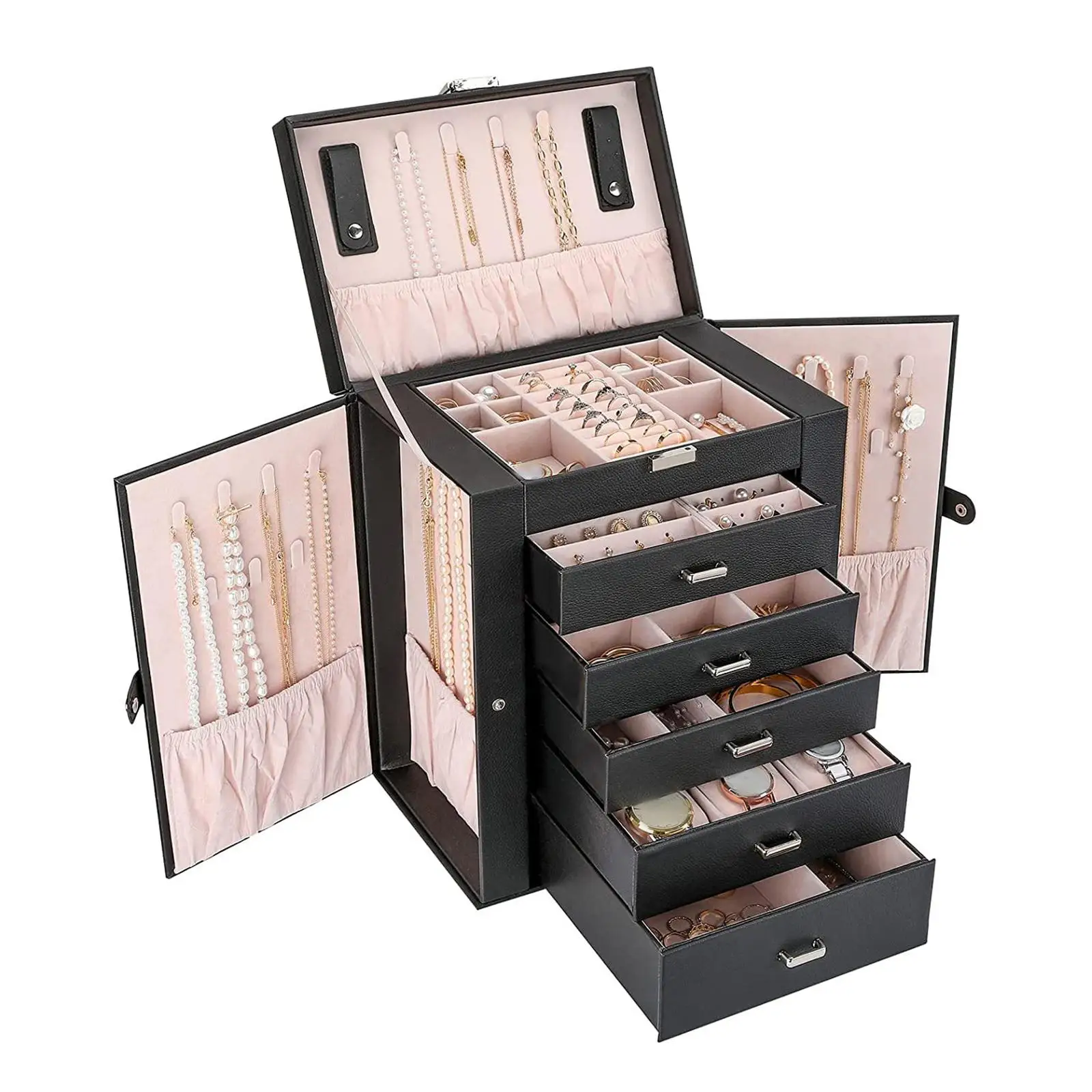 Jewelry Box Jewelry Case Multi Layer Cabinet Jewelry Holder Tray for Women Valentine`s Day Birthday Mother`s Day Gifts