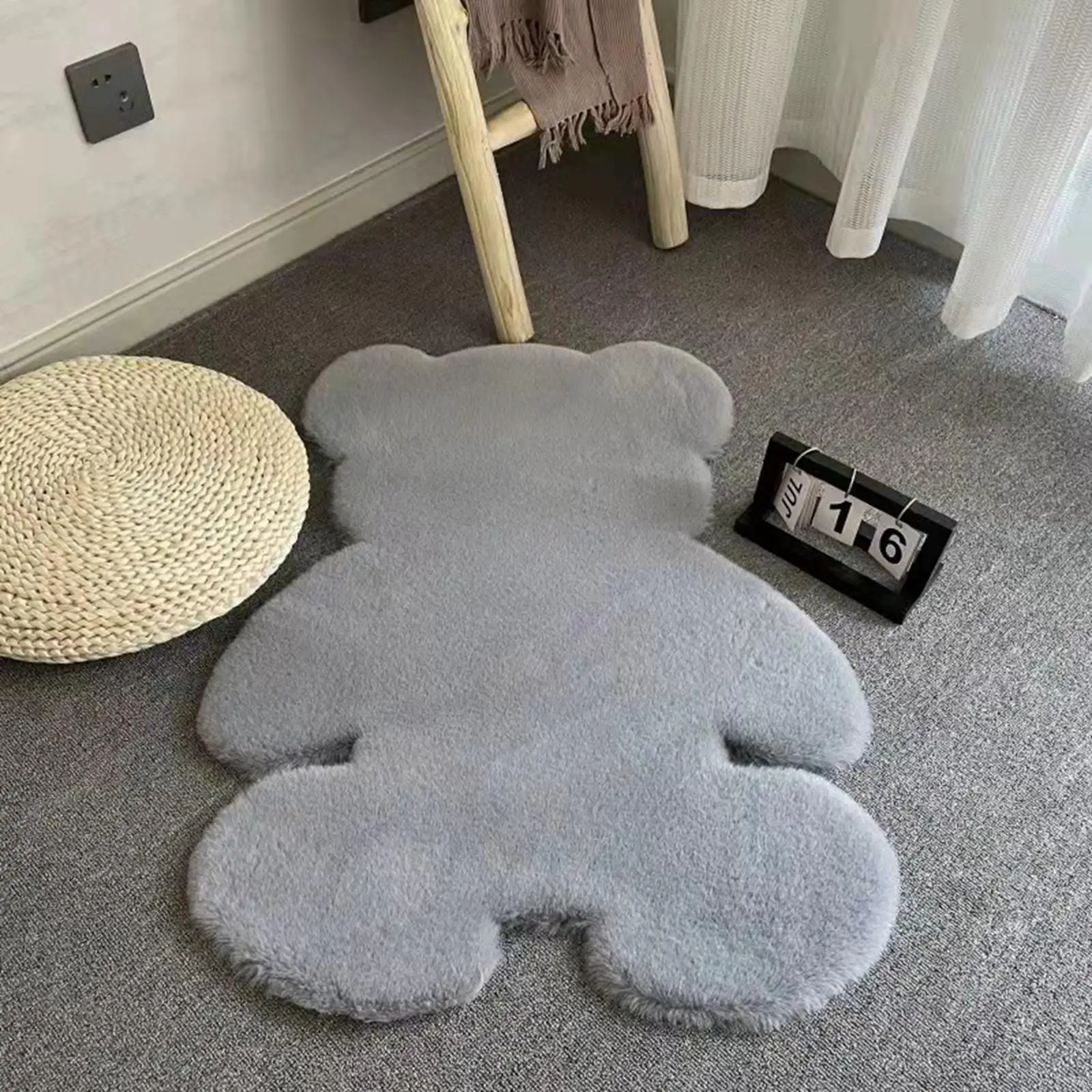 Bear Shaped Area Rugs Easy Clean Floor Mat for Balcony Living Room Kids Room Sofa Decor