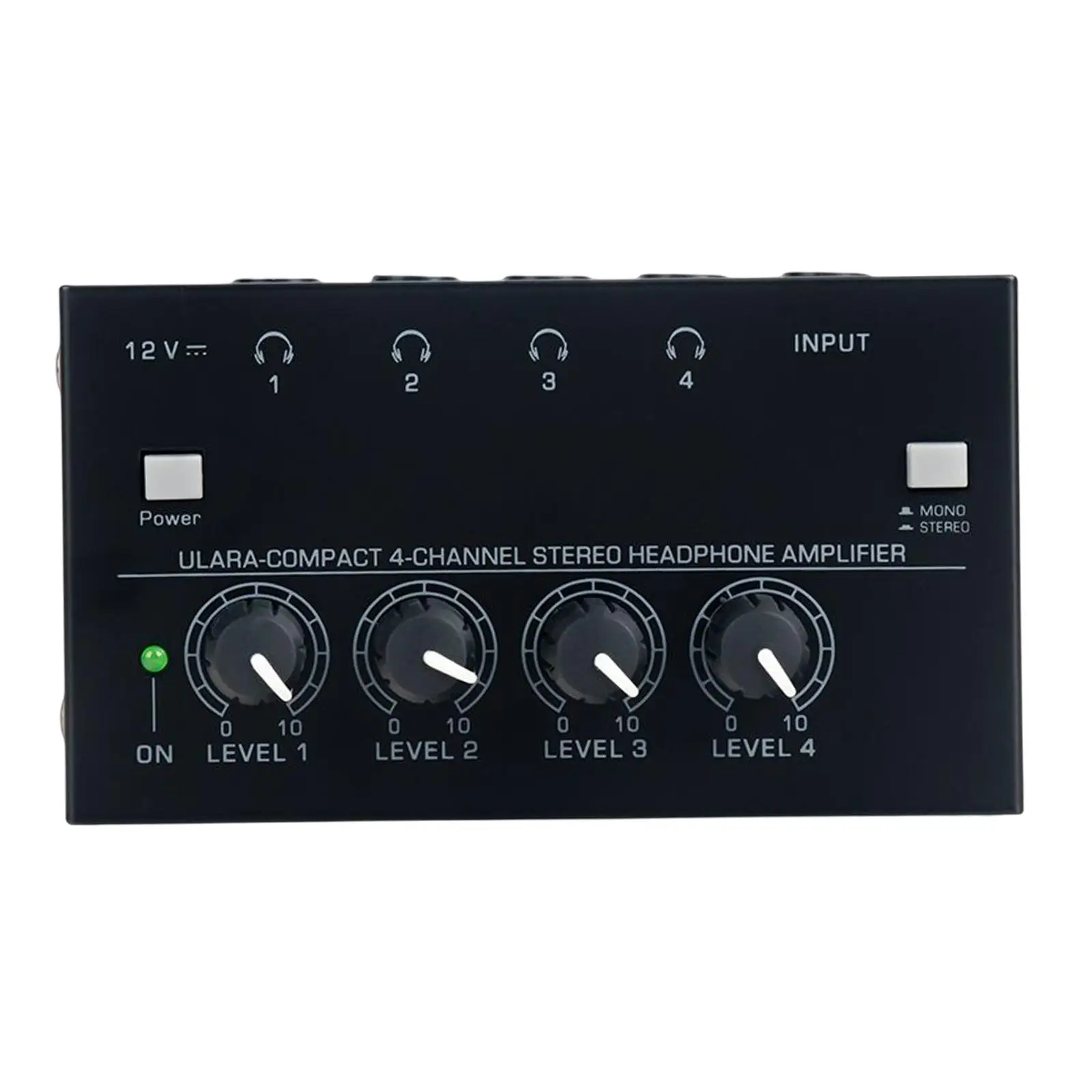 Compact Stereo Headphone Amplifier Stereo Audio Amplifier 4 Channels Low Noise Headphone Splitter Amplifier for Studio and Stage