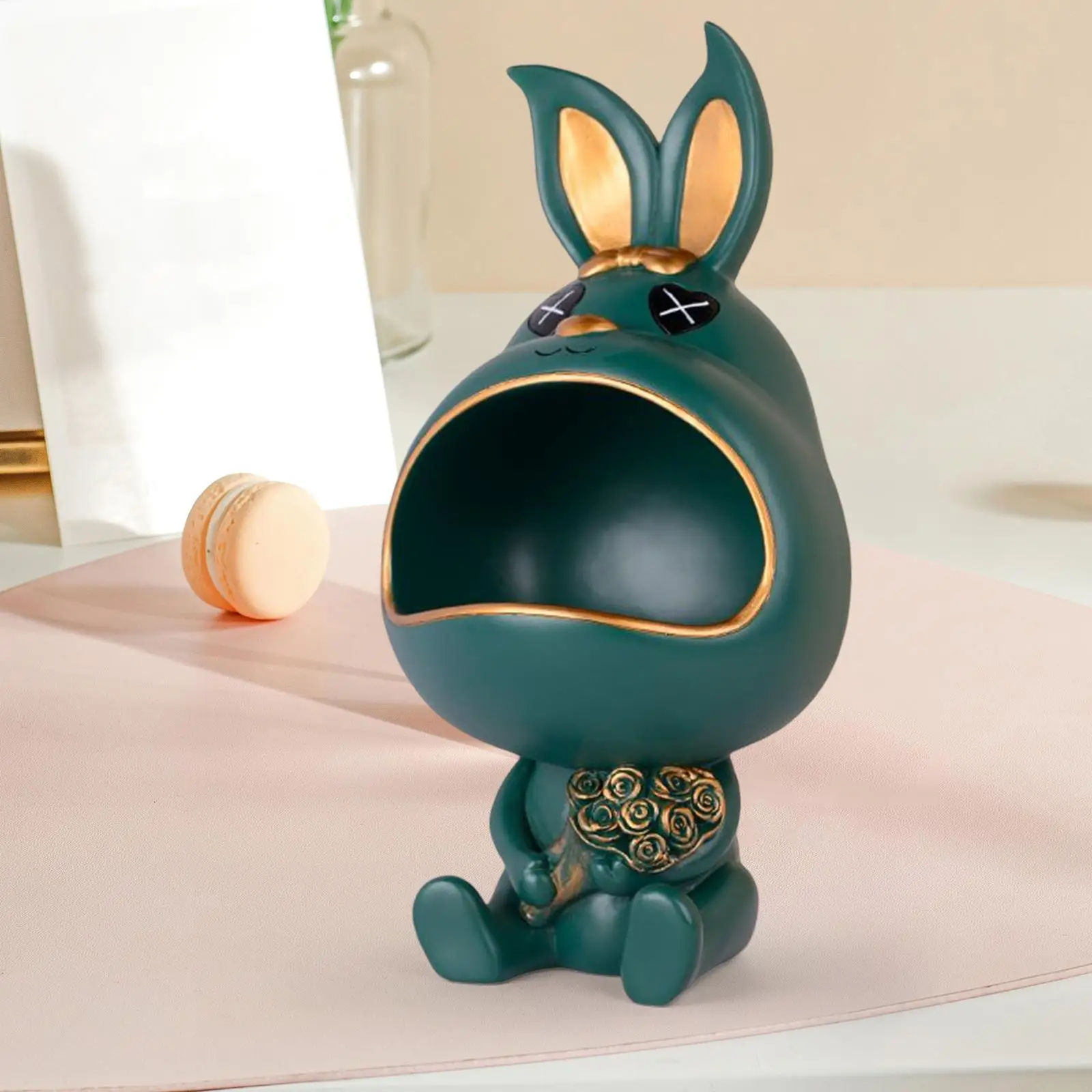 Modern Rabbit Figurine Keys Statue Storage Box Tray Home Decor Ornament