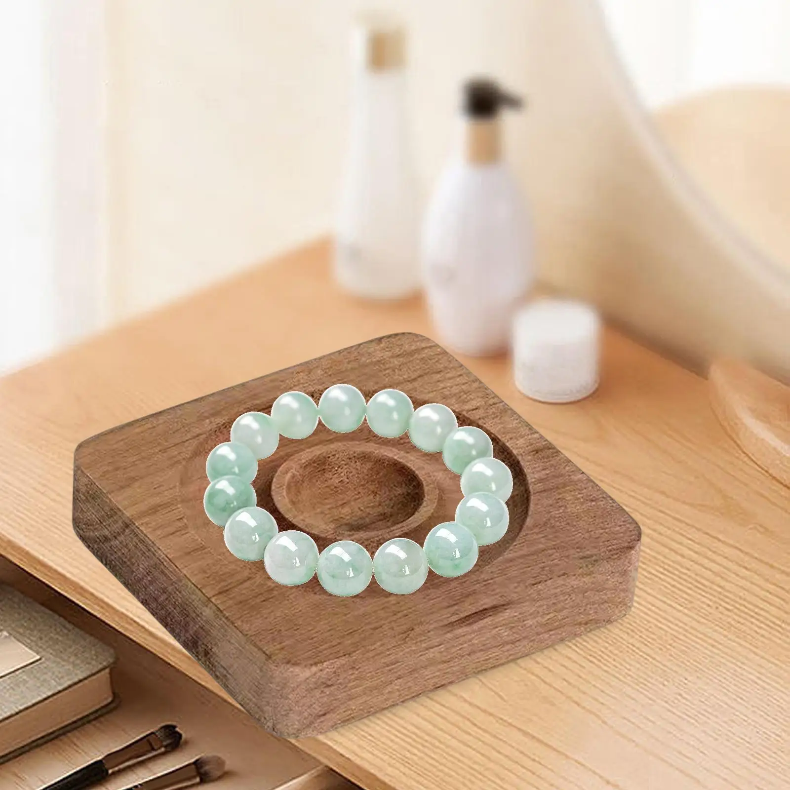 Wooden Bead Pendant Bracelet Bangle Display Tray Organizer Birthday Gift for Show