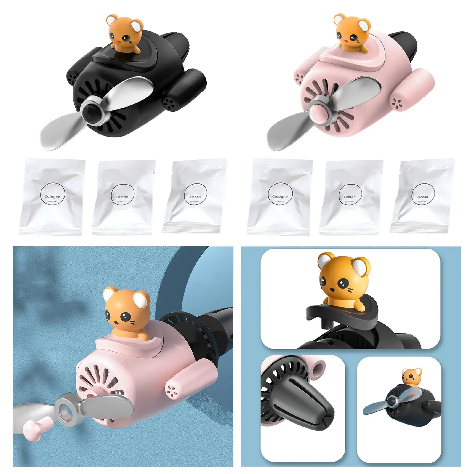 Car Air Freshener Clips Rotating Propeller Durable Fragrance Diffuser Auto Air Outlet Aromatherapy Clip for Automotive Kids