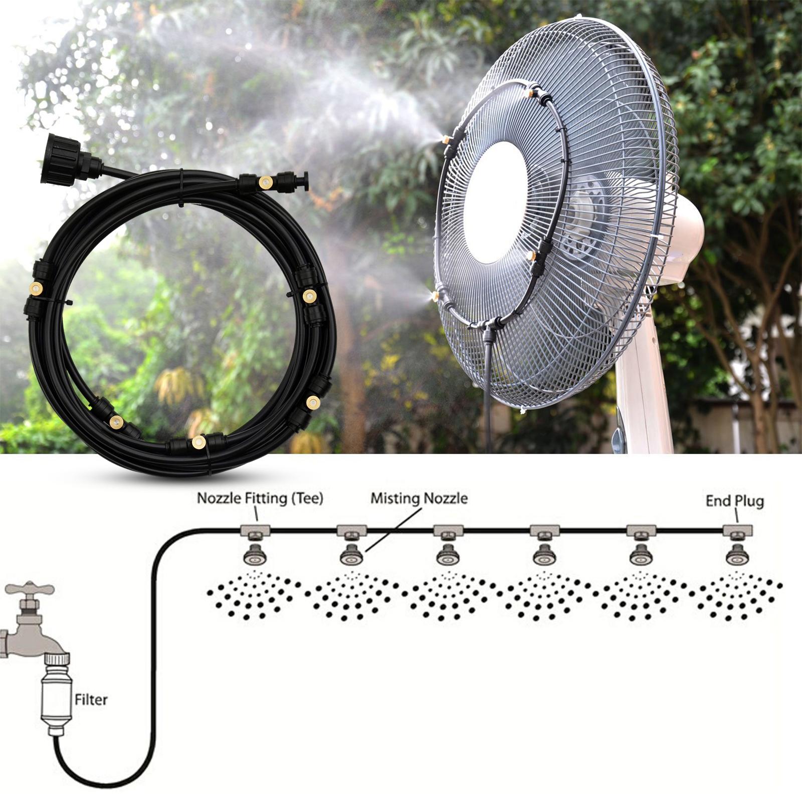 Misting Cooling System Water Mist Hose DIY Kit 20ft (6M) Misting Hose Outdoor Mister for Backyard Waterpark Trampoline Garden