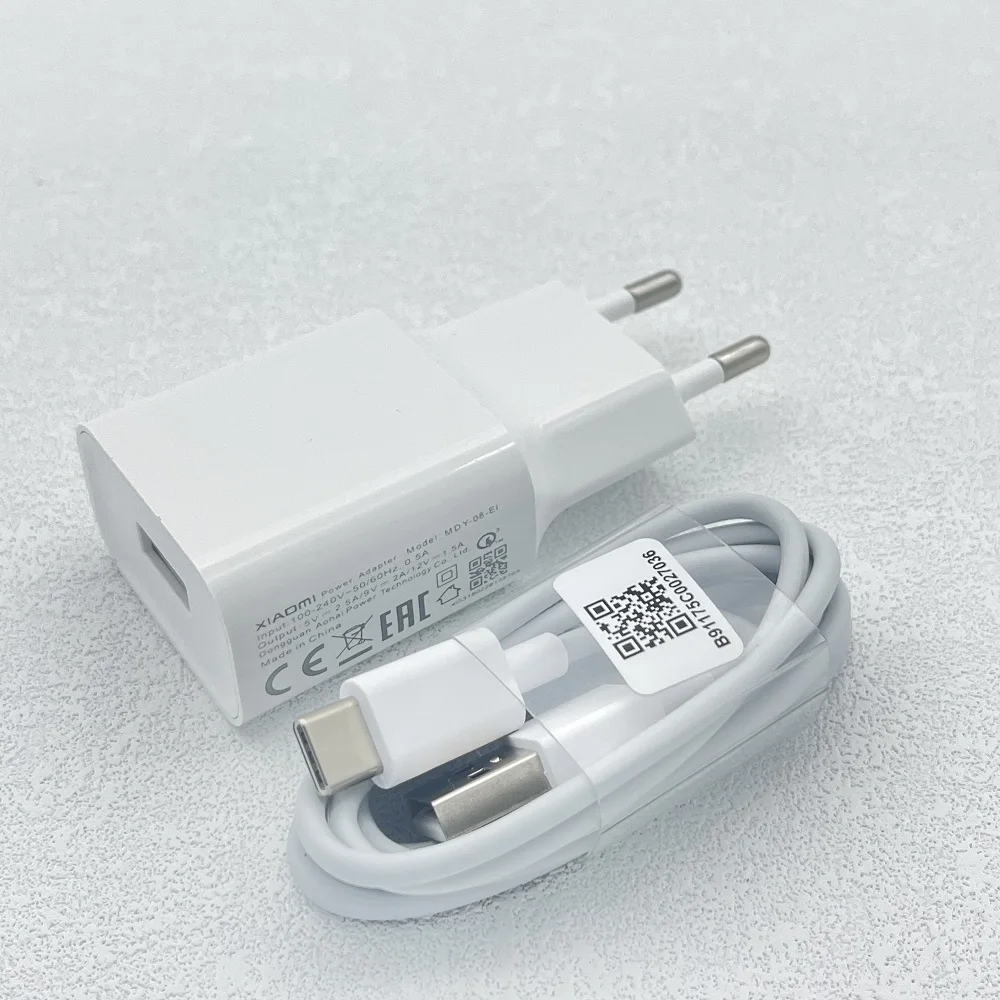 5v 3a usb c Xiaomi MDY-08-EI Mi 6 Quick Charger USB EU Plug 18W Adapter Type C Cable For Mi Note 10 Lite Redmi 10X 10 Ultra Note 9 9s 9A usb c 65w