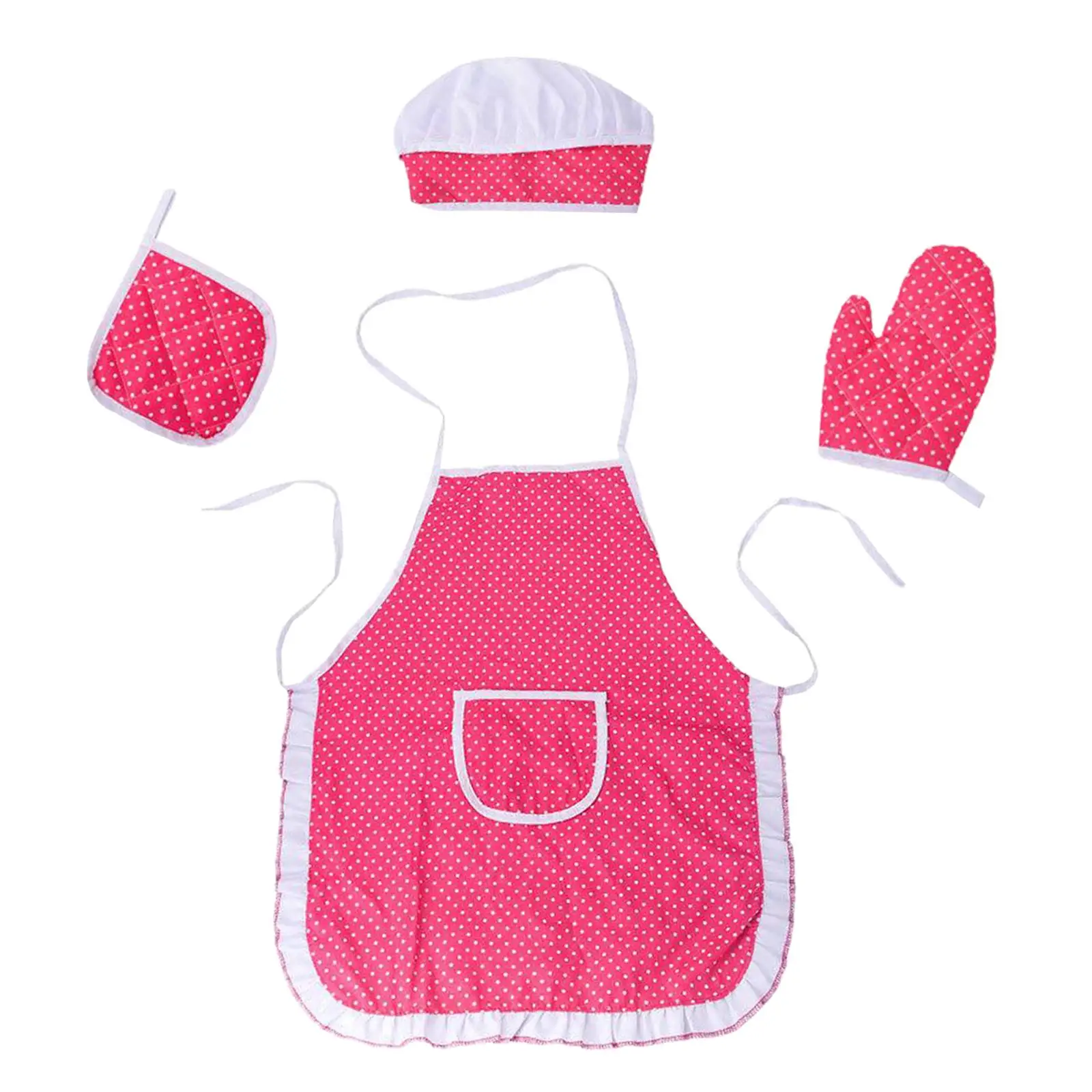 4 Pcs  Role Play Costume Set,  Toddlers Cooking and Baking Set, Apron, Hat, Oven   Pad