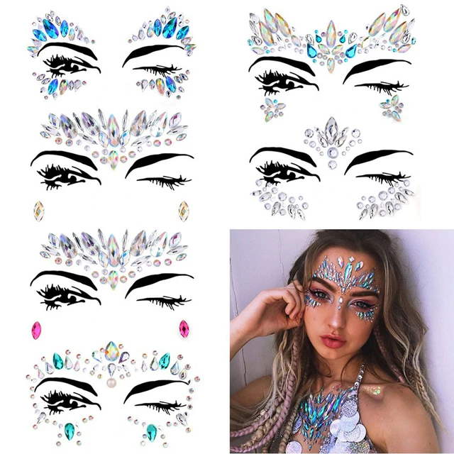 Crystal Festival Face Jewels Crystal Body Sticker Make Up Face Gems Glitter  Rhinestones Face Sticker for Festival Party Dress UP - AliExpress
