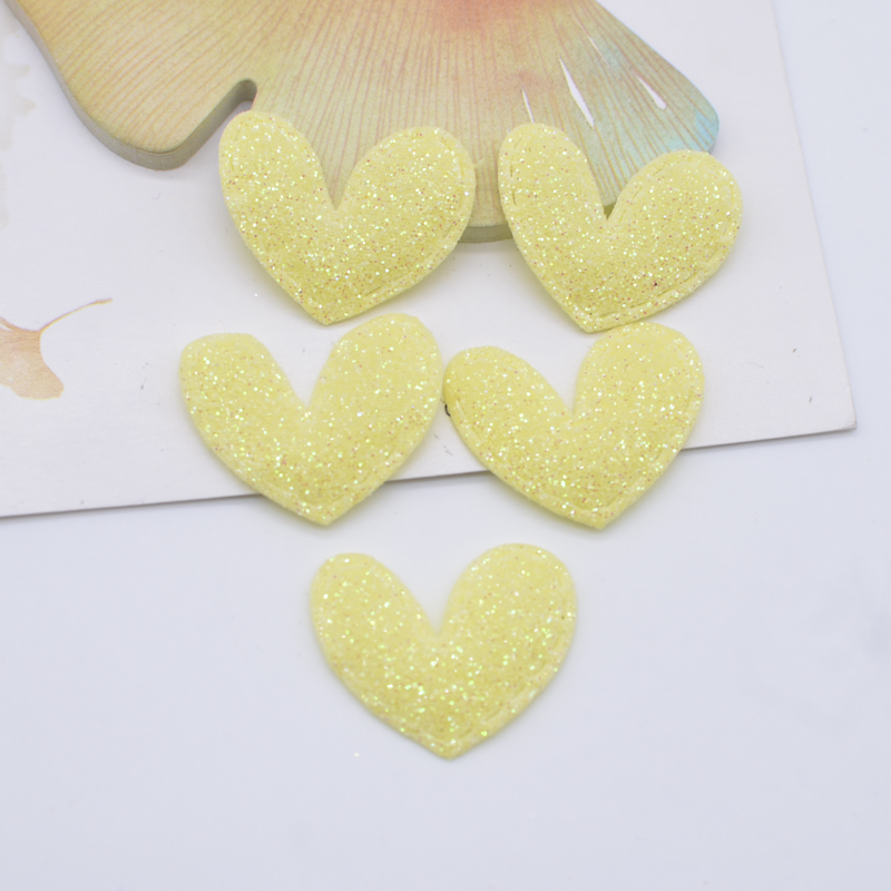 100 Stück 25 x 20 mm Bling-Herz-gepolsterte Glitzer-Stoff-Applikationen für DIY-Kopfbedeckungen, Schleife, Dekor, Zubehör, Basteln, Kleidung, Nähen – Detail 6