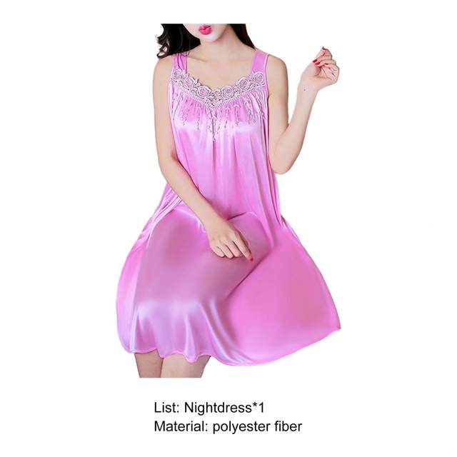 Large Sexy Night Dress Ice Silk Satin Sleepwear Female Nightgown Women  Sleeping Dresses Plus Size Night Shirts