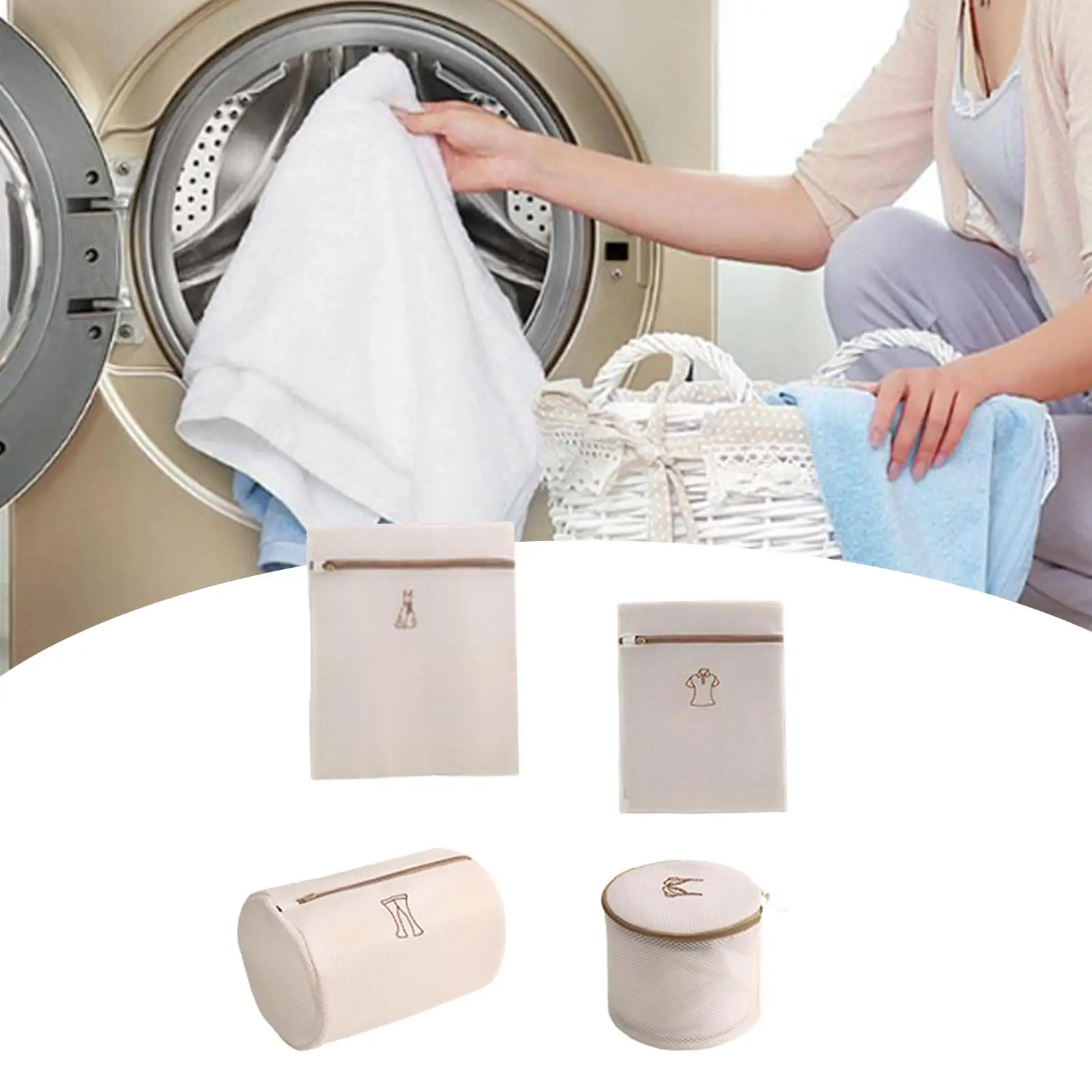 Mesh Laundry Bags with Premium Zipper Travel Laundry Storage Durable Washing Machine Mesh Bags for Pants Bra Dress Tops Trousers