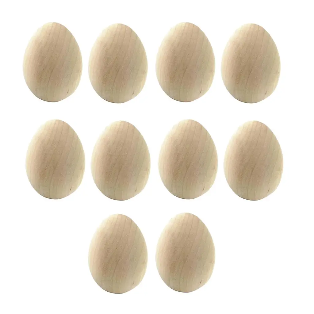 10 Pieces Wood Easter Egg Hand-Painted Eggshell Easter Decoration DIY Graffiti
