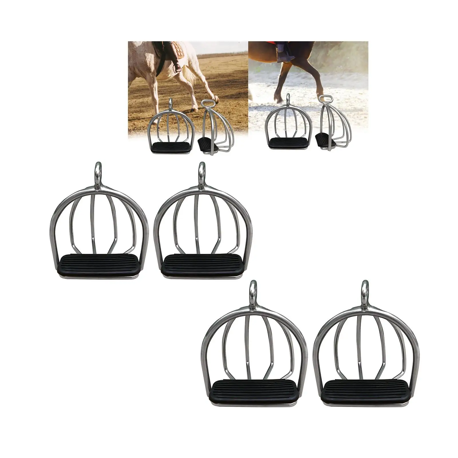 2Pcs Cage Horse Riding Stirrups Steel Flexible Tool Anti-Skid High Strength for Horse Riding Outdoor Sports Supplies Kids Adults