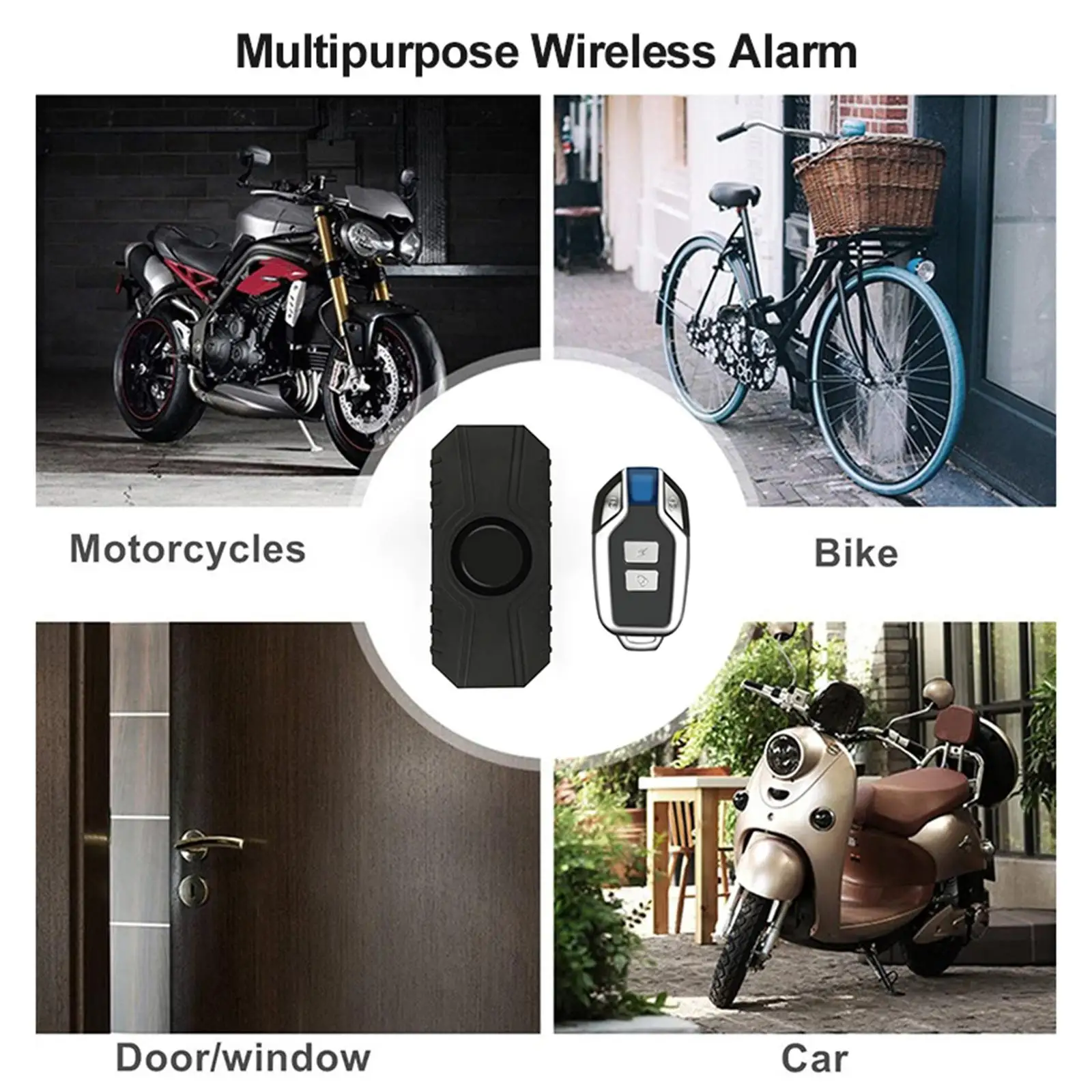 Bike Alarm Loud 113dB IP55 Waterproof with Remote Control for Trailer Cart