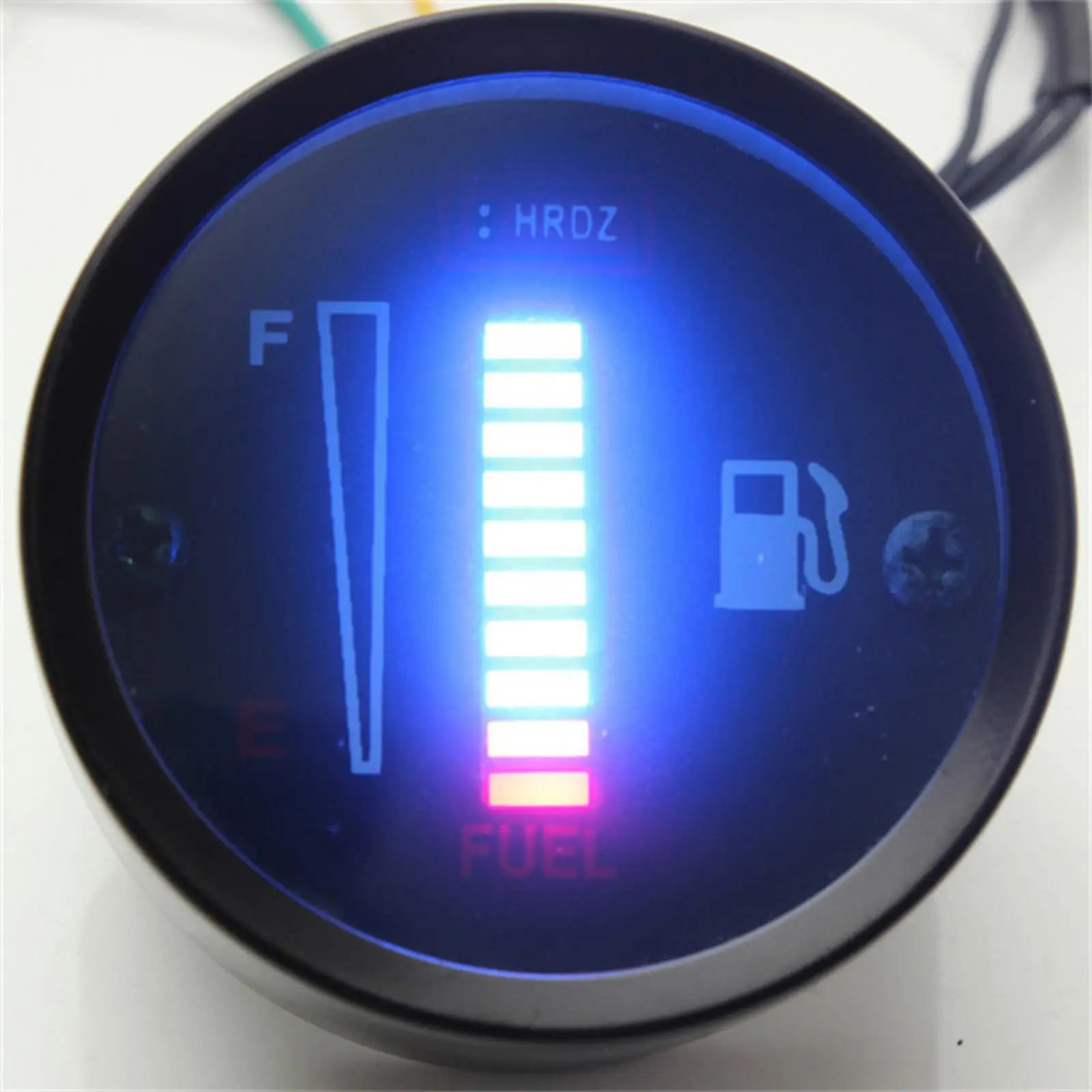 Car Motorcycle Fuel Level Display Gauge Replacement Vehicle SUV Large Screen 52mm 1 Yellow LED 1 Red LED 8 Blue LED Display 12V