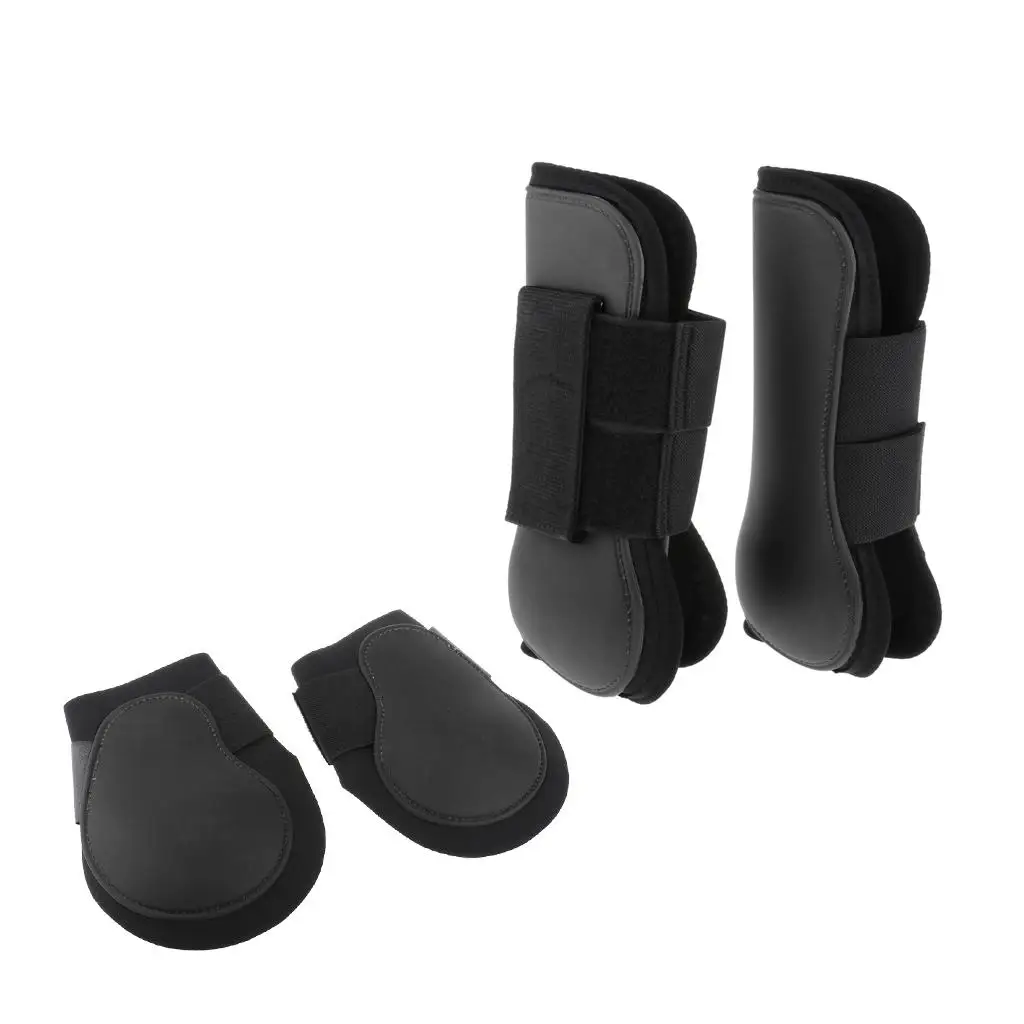 2 Pairs Horse Leg Boots - Equine Horse Front & Hind Leg Guard Equestrian Tendon Protection Neoprene Horse Hock Brace