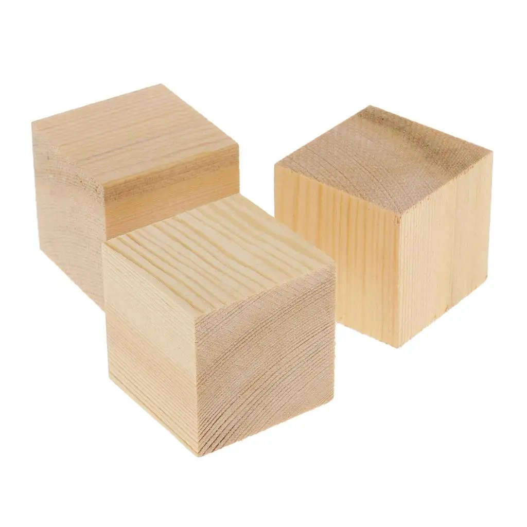 Natural  Blocks Unfinished Wooden Cubes for Hobbies Model Making Craft