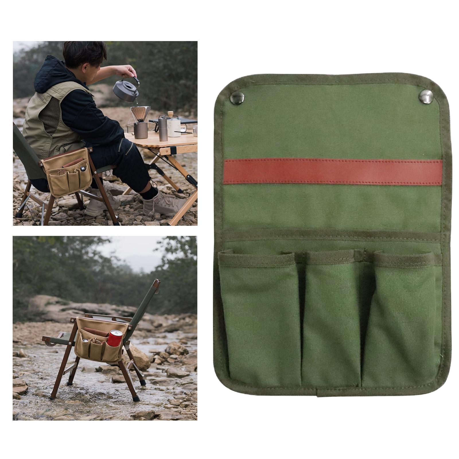 Outdoor Campsite Foldable Canvas Storage Bag Camping Fishing Beach Chaise Longue Portable Handbag for Phones Glasses