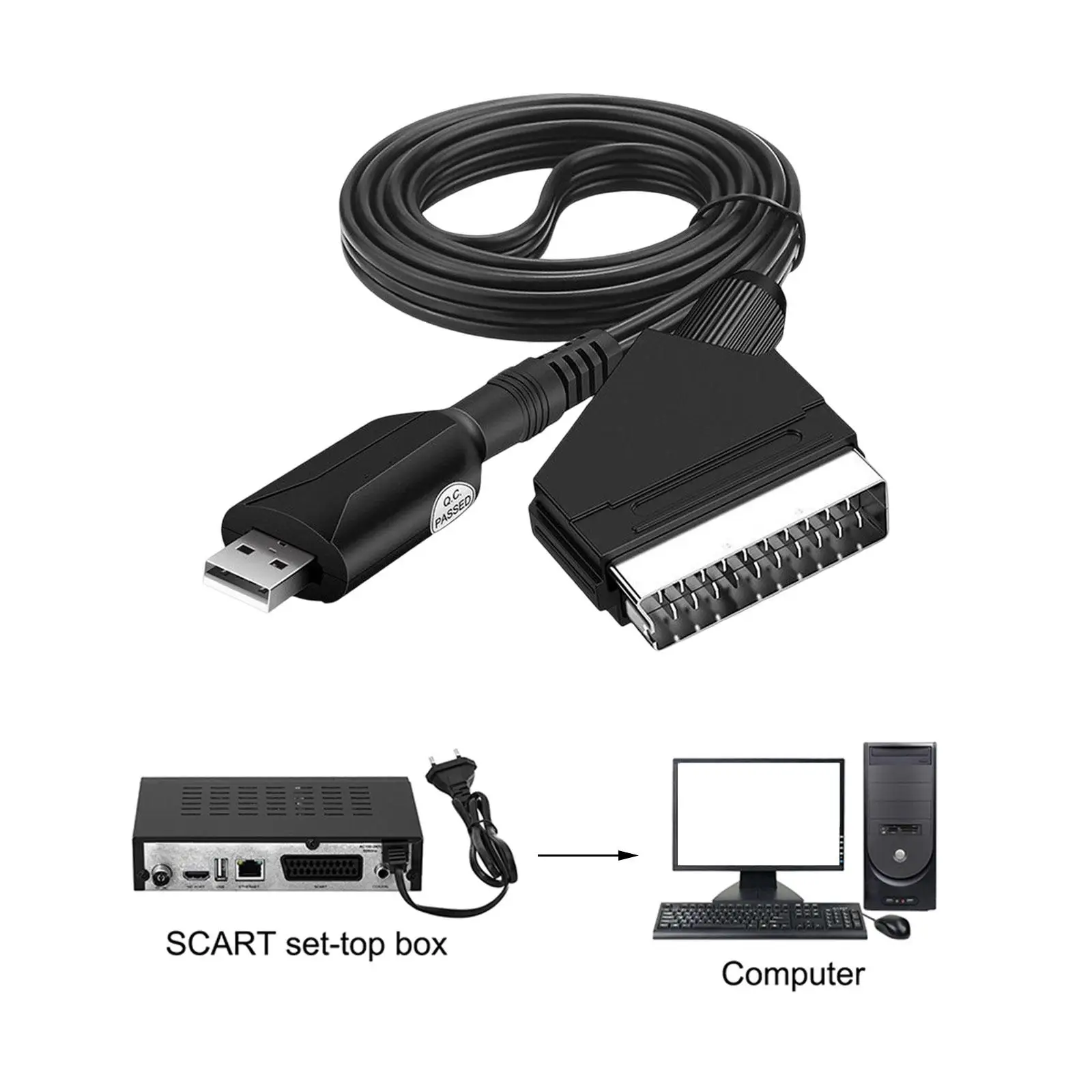 Audio Video Capture Card Durable Converter Video Capture Device USB 2.0 SCART for Computer