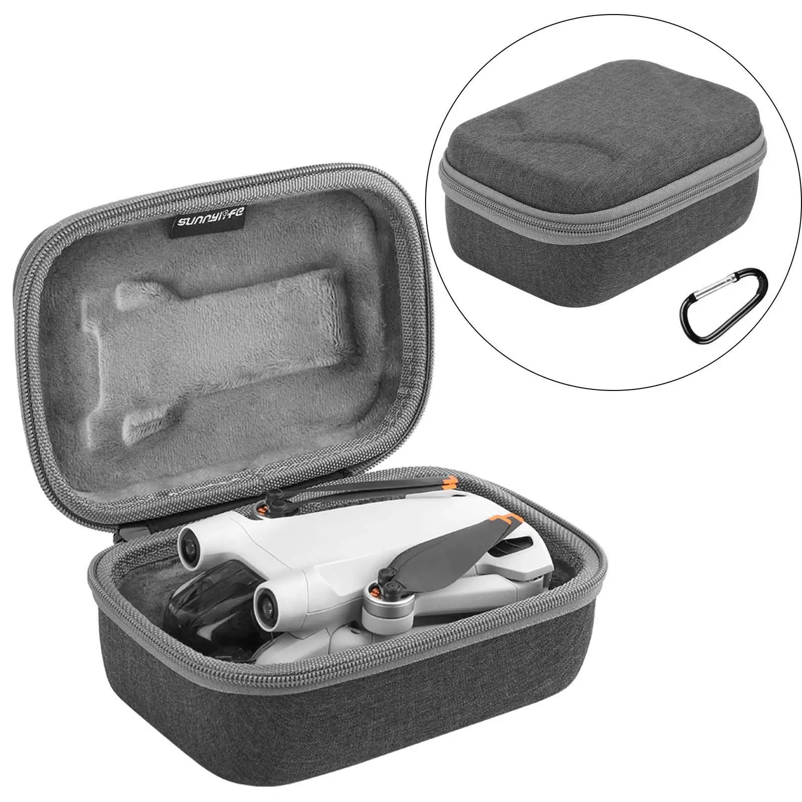 Portable Travel Storage Bag with Carabiner Protective Organizer Hard Shell Box for DJI Mini 3 Pro Drone Quadcopter Accessories