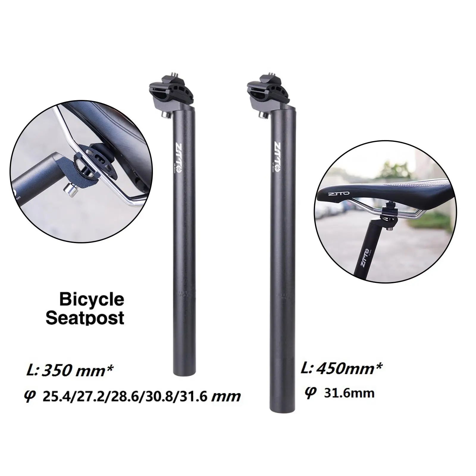 25.4/27.2/28.6/30.8/31.6mm MTB Road Bike Seatpost Seat Post Tube 350mm 450mm