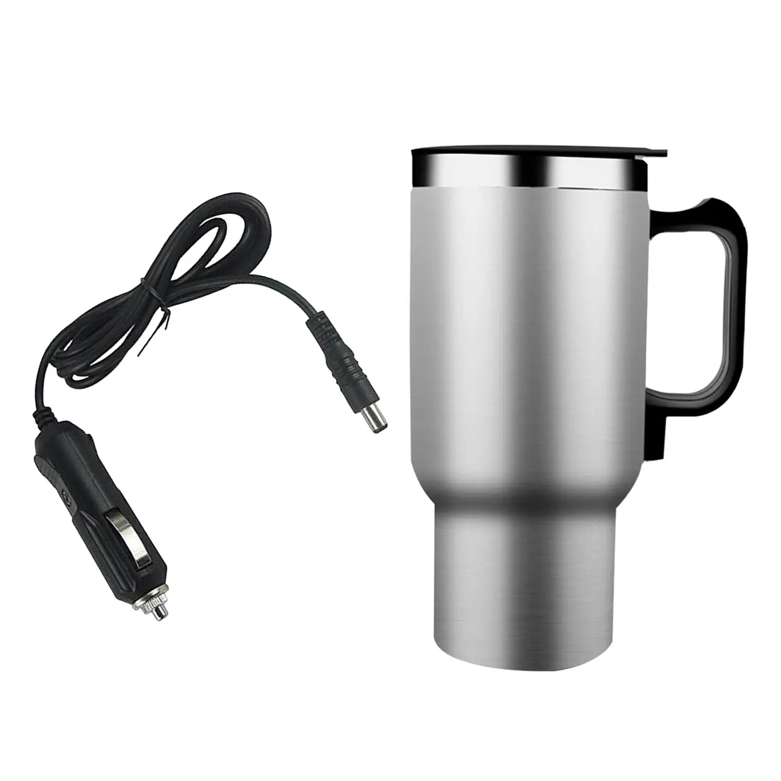 Car Electric Heating Mug Cup Travel Kettle 12V 0.48L Water Bottle Stainless Steel for Water Tea Coffee Milk Multipurpose