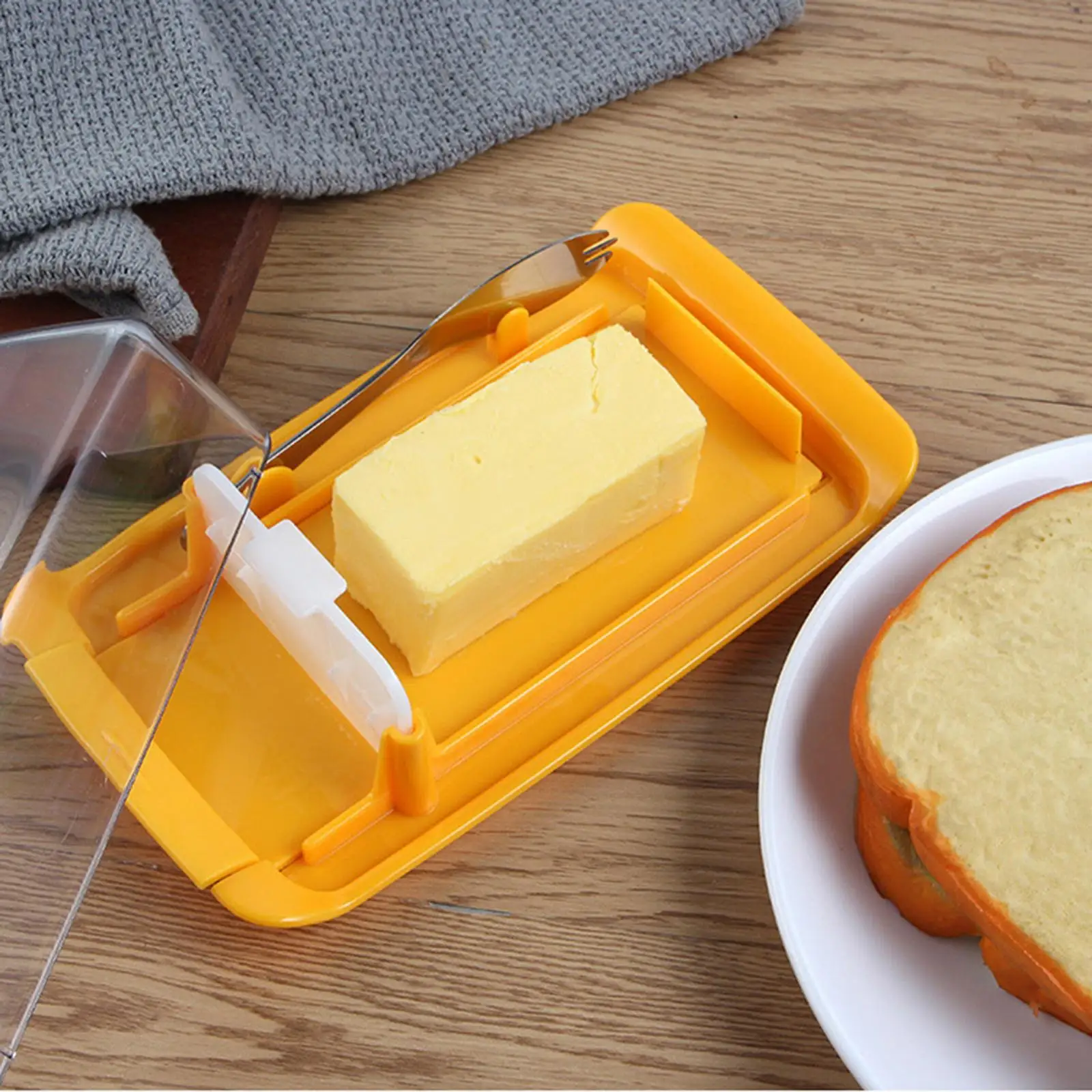 Sealing Storage Keeper Tray with Lid Removeable Fast Cutting Airtight Butter Dish with Lid for Countertop Home Cutting Food