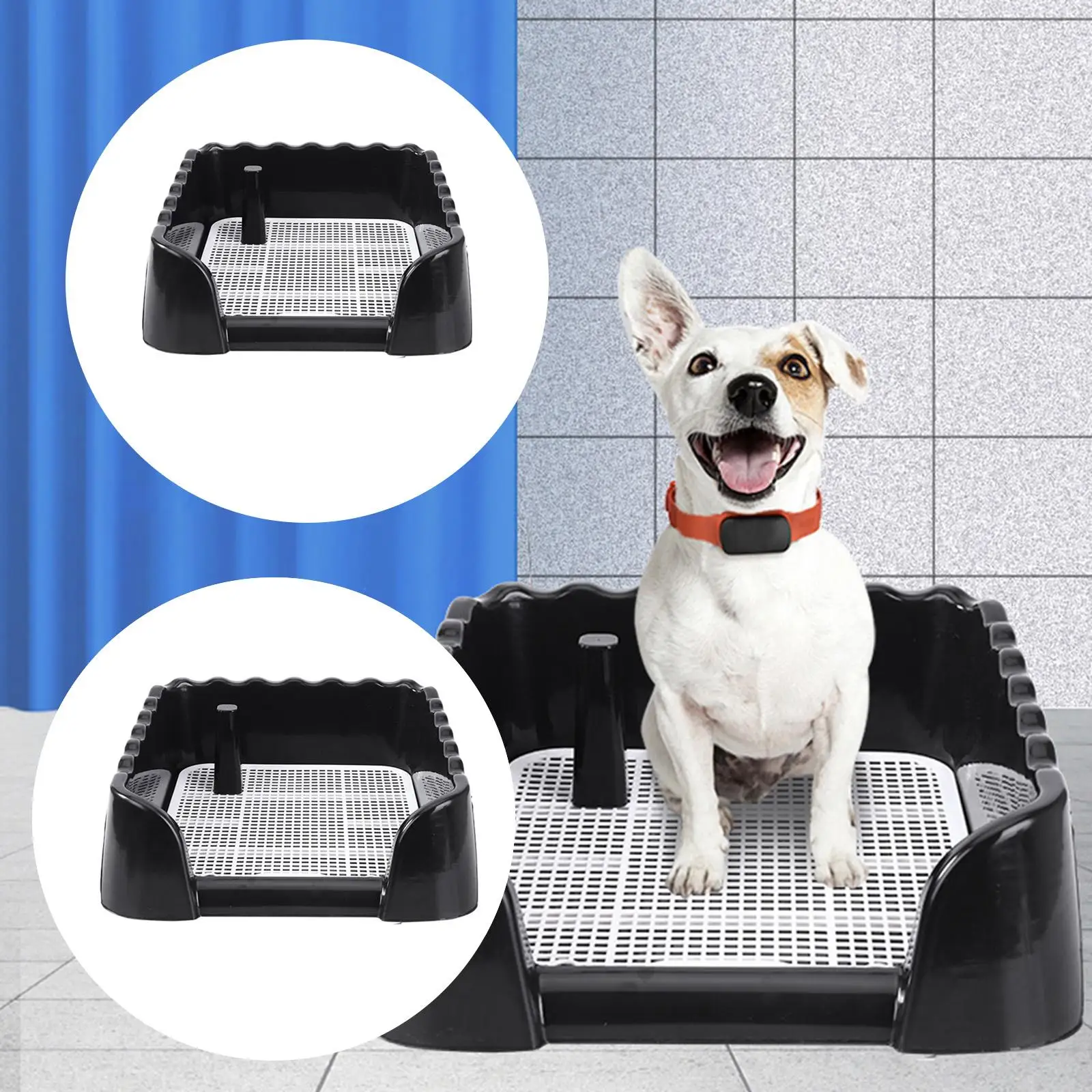 Pet Dog Toilet, Puppy Training Tray with Removable Post, Portable Cleaning Tool Urinal Lavatory Basin for Small Medium Dogs