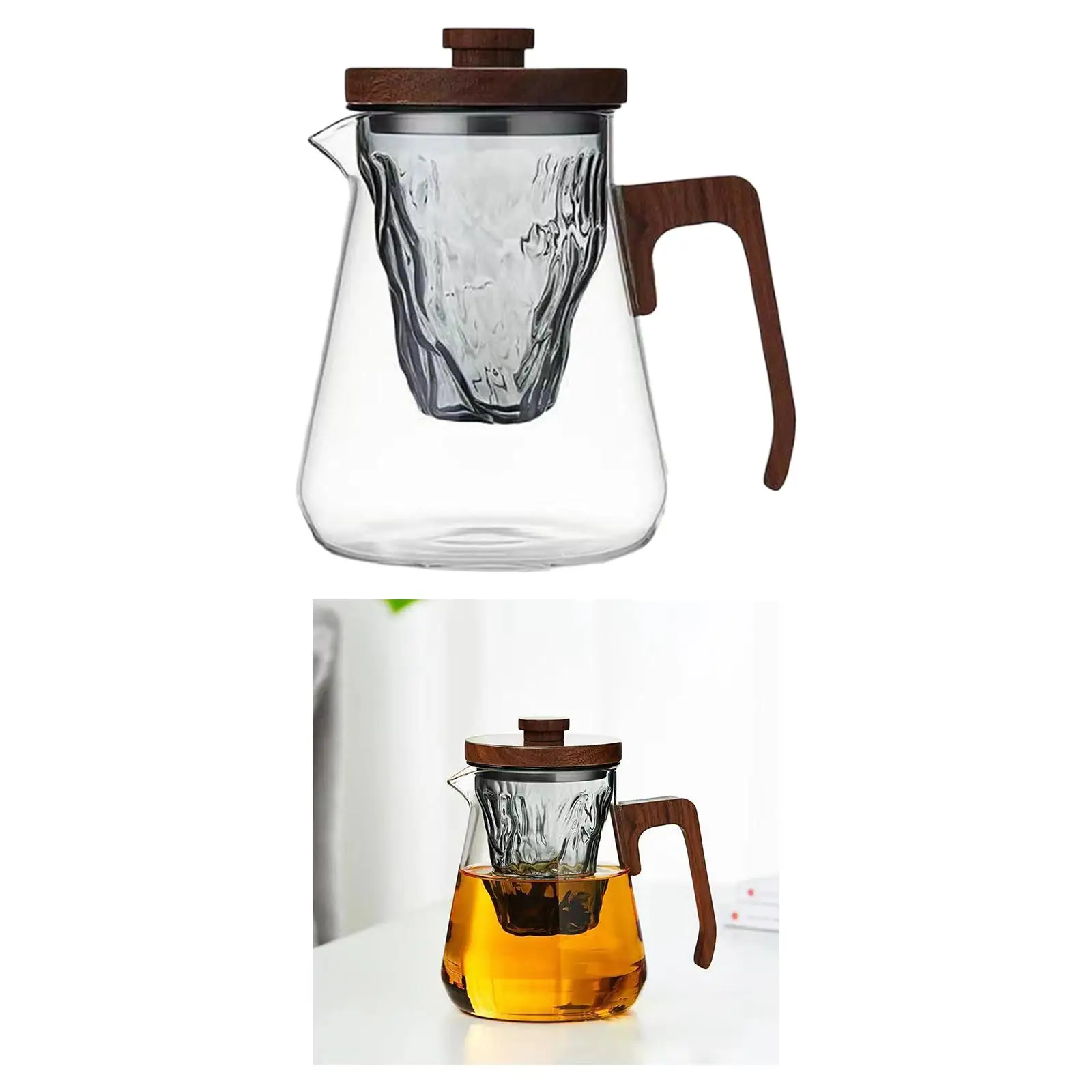 Portable Glass Tea Kettle with Removable Infuser for Household Kitchen Restaurant