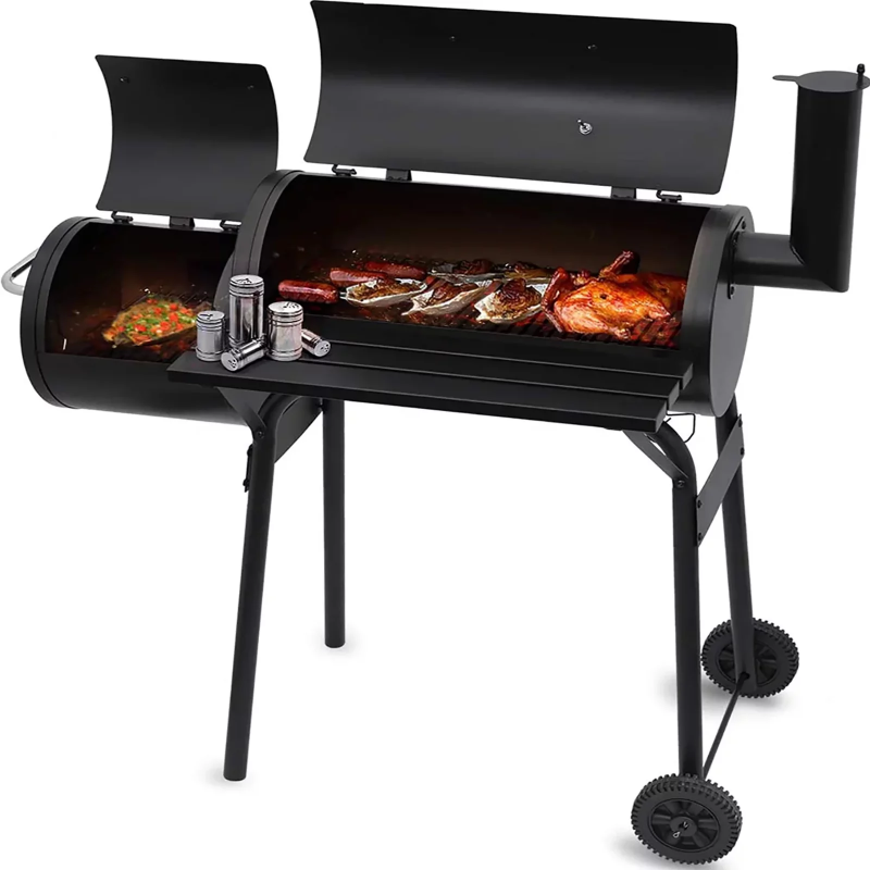 10-10 Offer 27 Inch Charcoal Barrel Grill With Offset Smoker Bbq Grill Outdoor Camping Oven