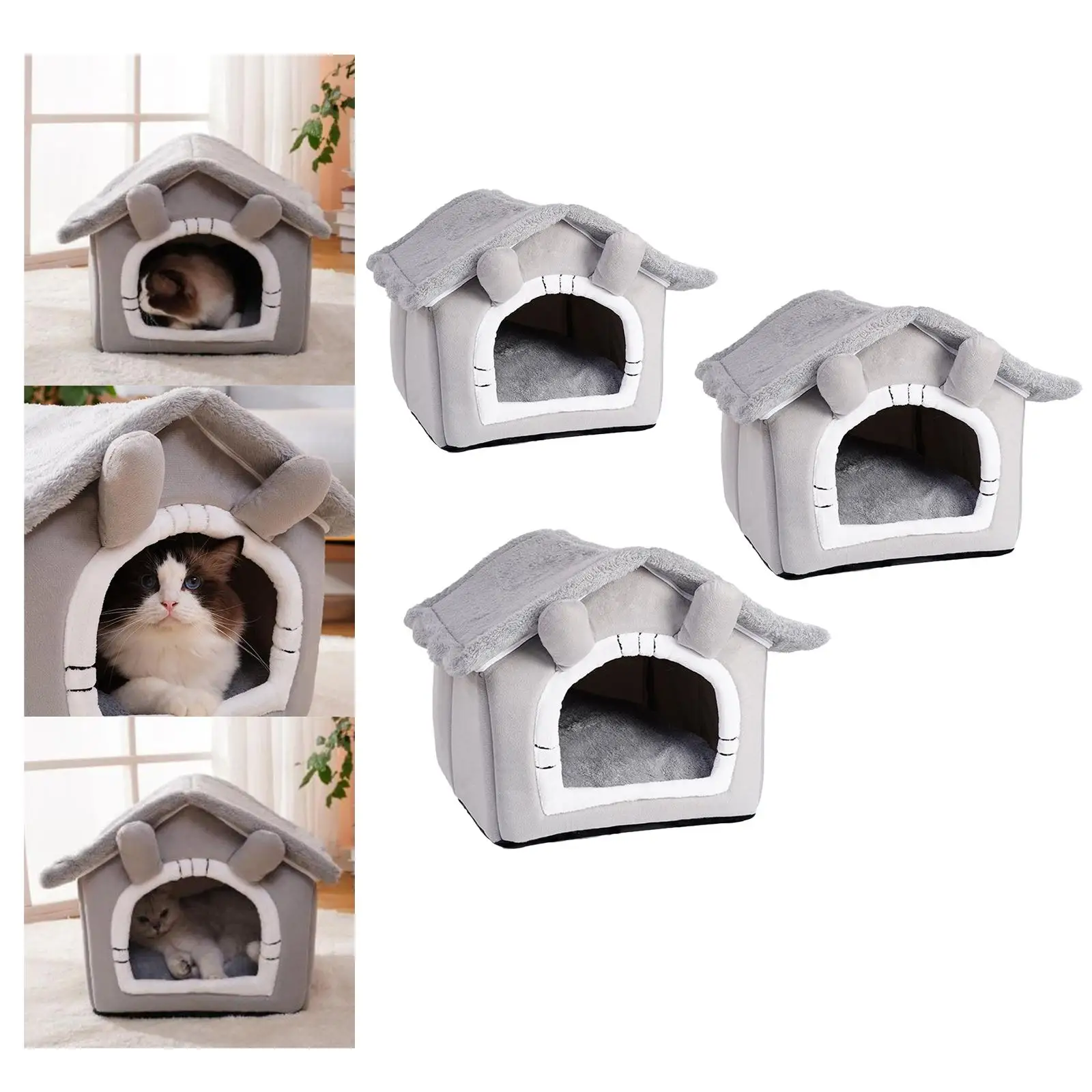 Bed Sleep Kennel Cozy Nest Removable Cushion Winter Warm