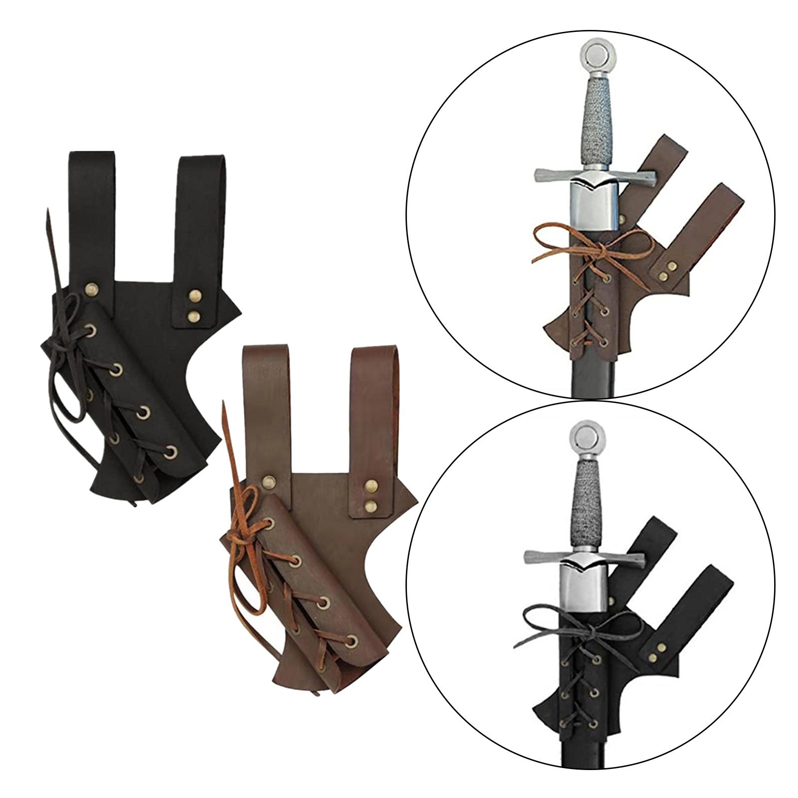 Medieval PU Leather Belt Sword Sheath Knight Dagger Cutlass Waist Scabbard for Men Pirate Cosplay Party Performance Stage Show