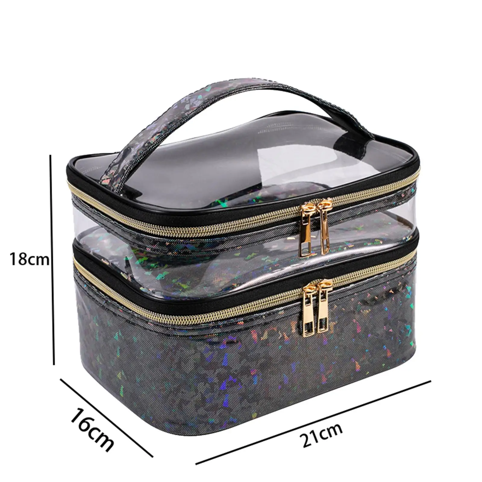 Double Layer Cosmetic Bag Travel Makeup Bag Clear Waterproof for Girls Women Toiletry Holder shower Bags cosmetics handbag
