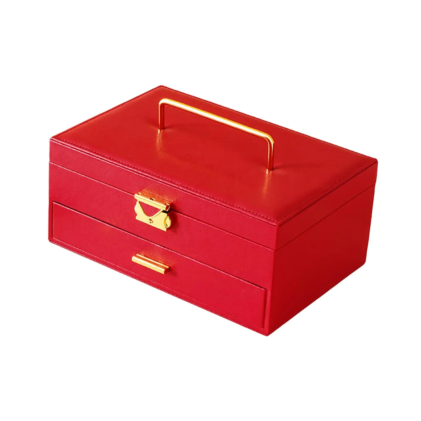 Chinese Three Layer Storage Jewelry Box Wedding Storage Display Box PU Organizer Carrying Case for Women Girl Pendants Trinket