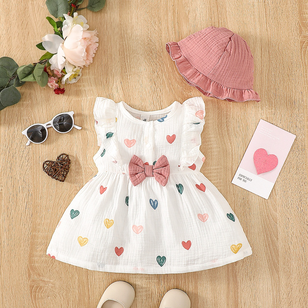 2PCS Love Heart Print Dress Clothes Set from Momchecklist