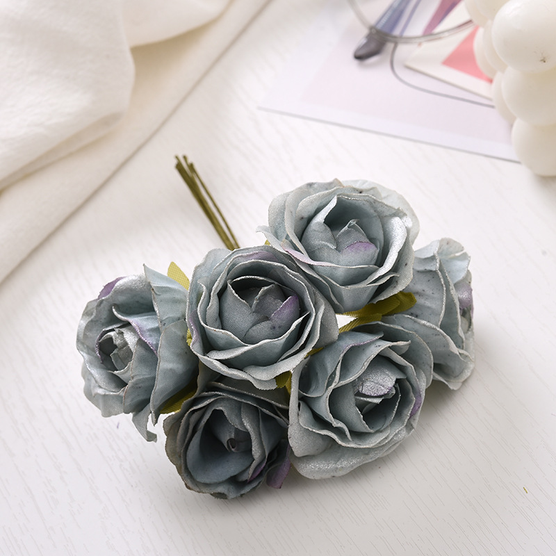 6 Stück künstliche Blumen, 4 cm, Seidenstrauß in leuchtendem Rosa für Hochzeit, Heimdekoration, DIY-Kranz, Geschenkbox, Scrapbook, künstliche Blumen – Detail 10